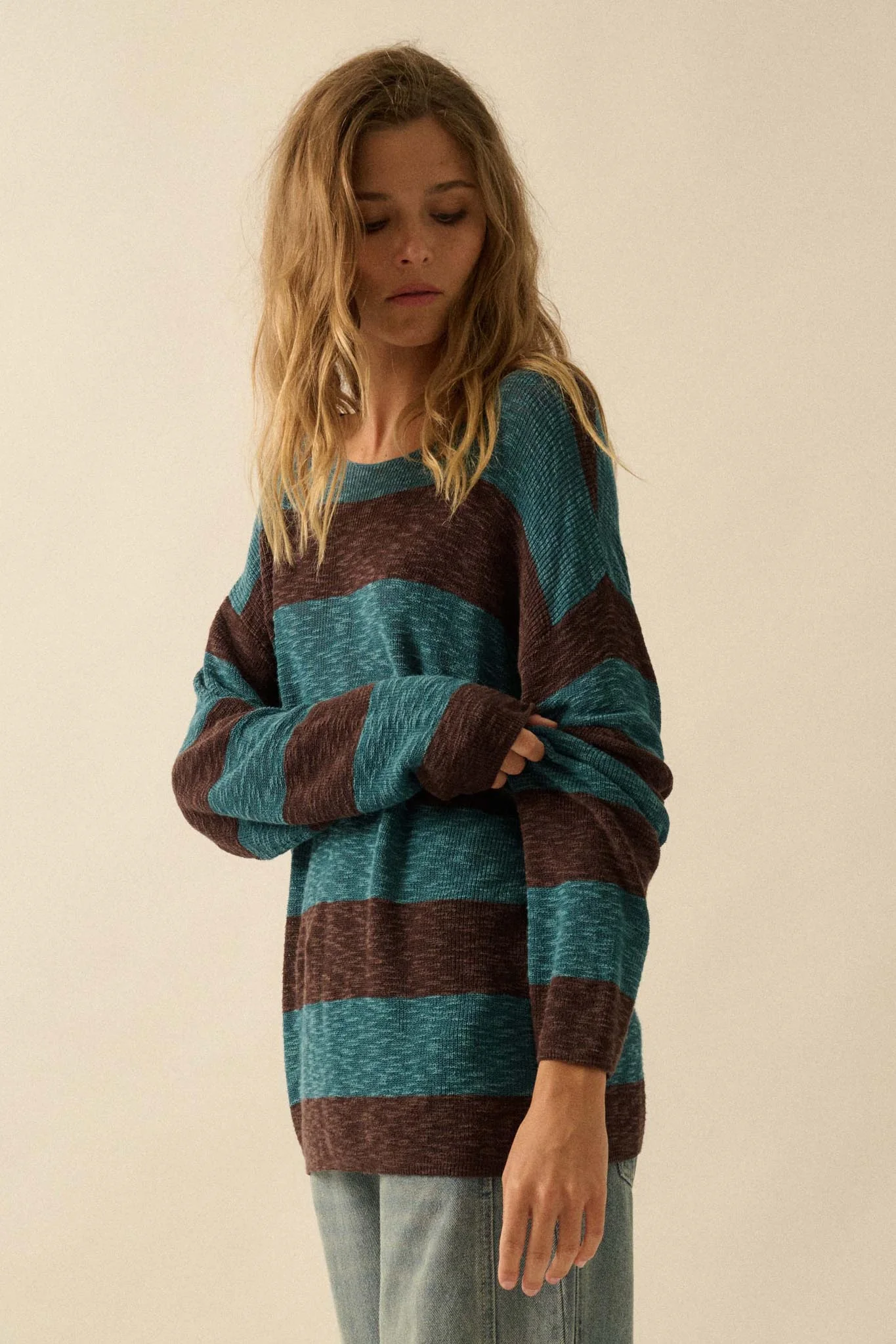 Stripe Zone Striped Slub-Knit Sweater - Image 17
