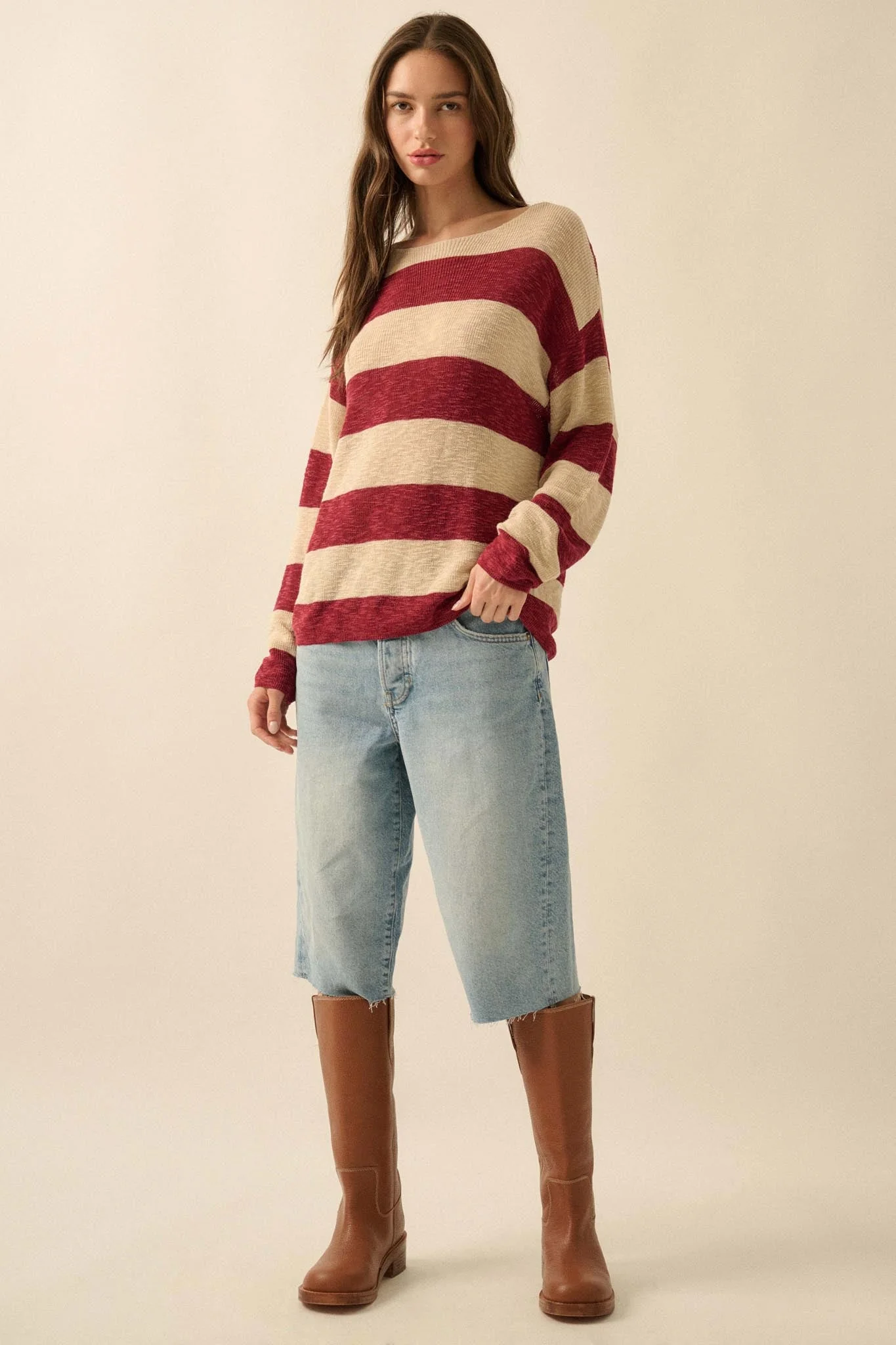 Stripe Zone Striped Slub-Knit Sweater - Image 3