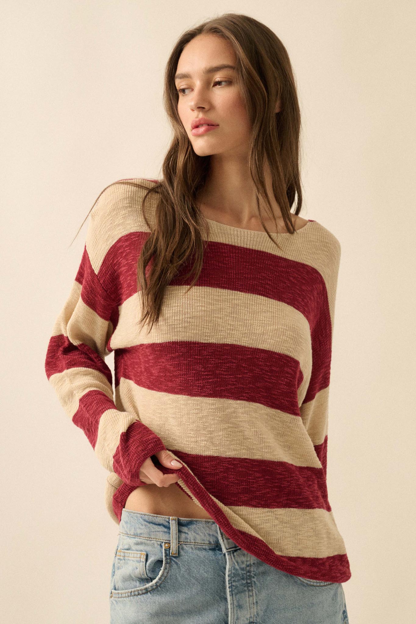 Stripe Zone Striped Slub-Knit Sweater - Image 5
