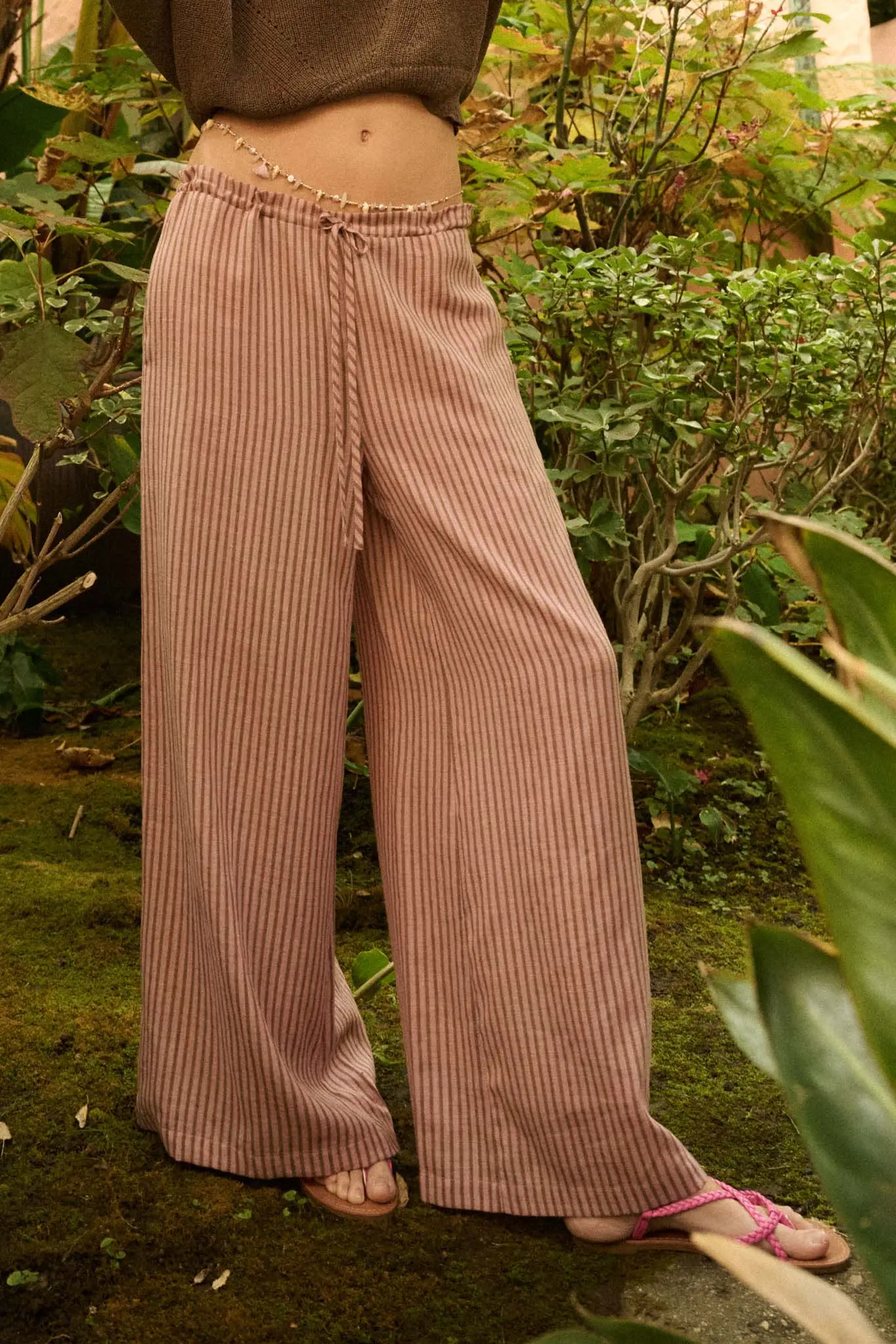 Stroll Goals Striped Wide-Leg Drawstring Pants - Image 2