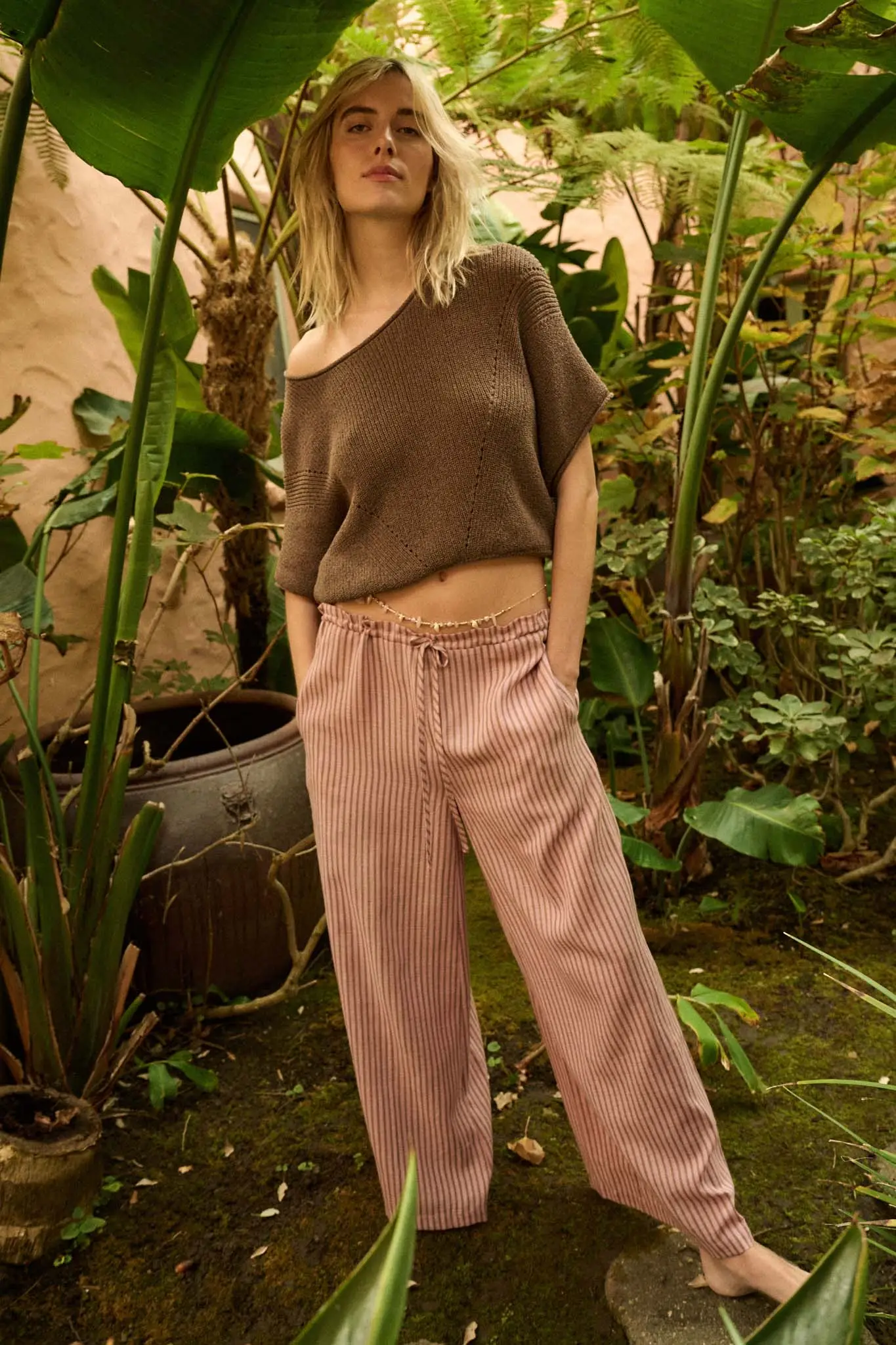 Stroll Goals Striped Wide-Leg Drawstring Pants - Image 3