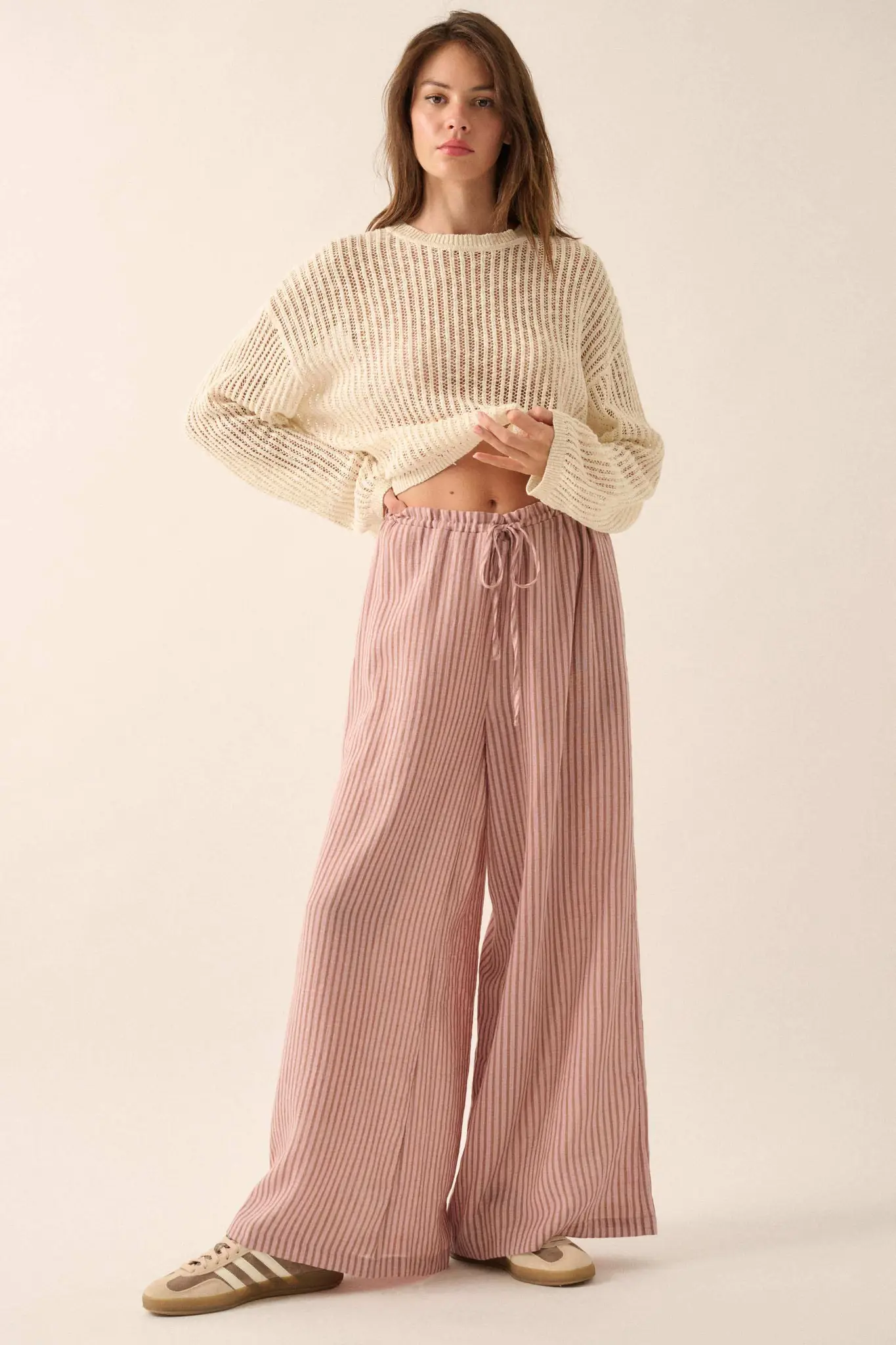Stroll Goals Striped Wide-Leg Drawstring Pants - Image 7