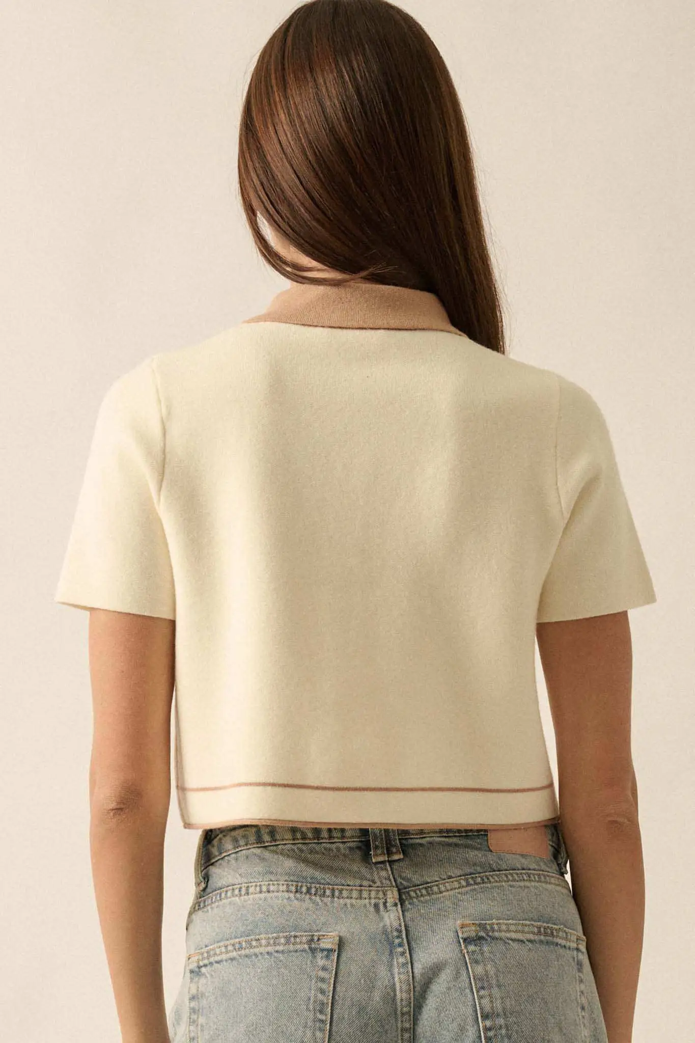 Study Break Sweater-Knit Cropped Button-Up Shirt - Image 12