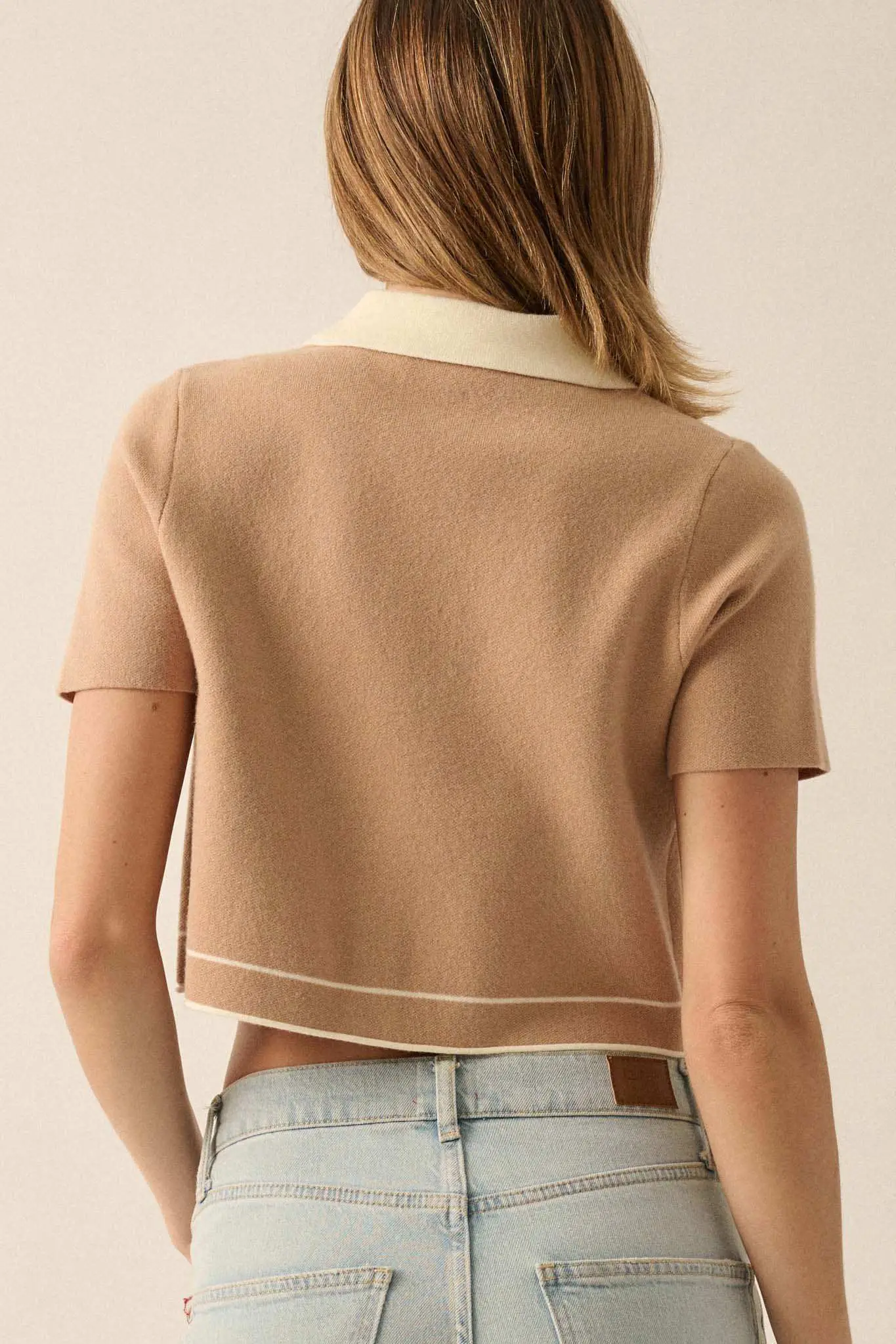 Study Break Sweater-Knit Cropped Button-Up Shirt - Image 7