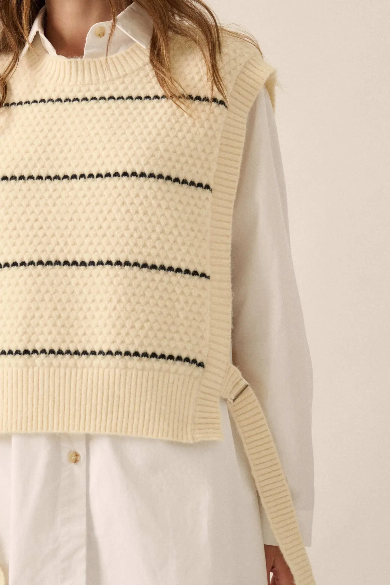 Study Date Striped Knit Side-Tie Sweater Vest - Image 4