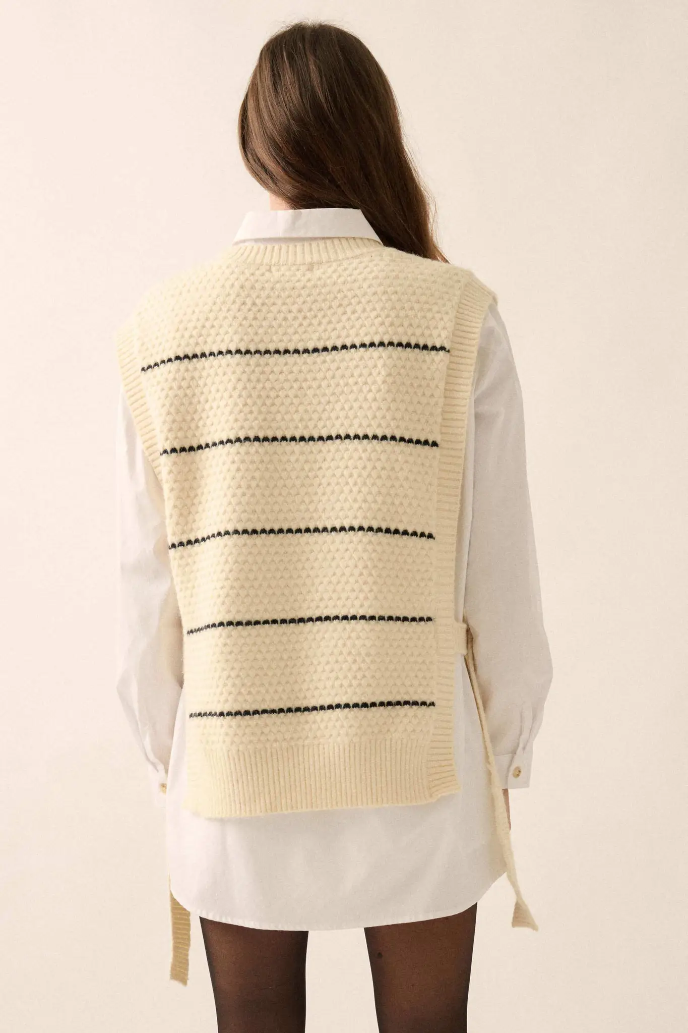 Study Date Striped Knit Side-Tie Sweater Vest - Image 6