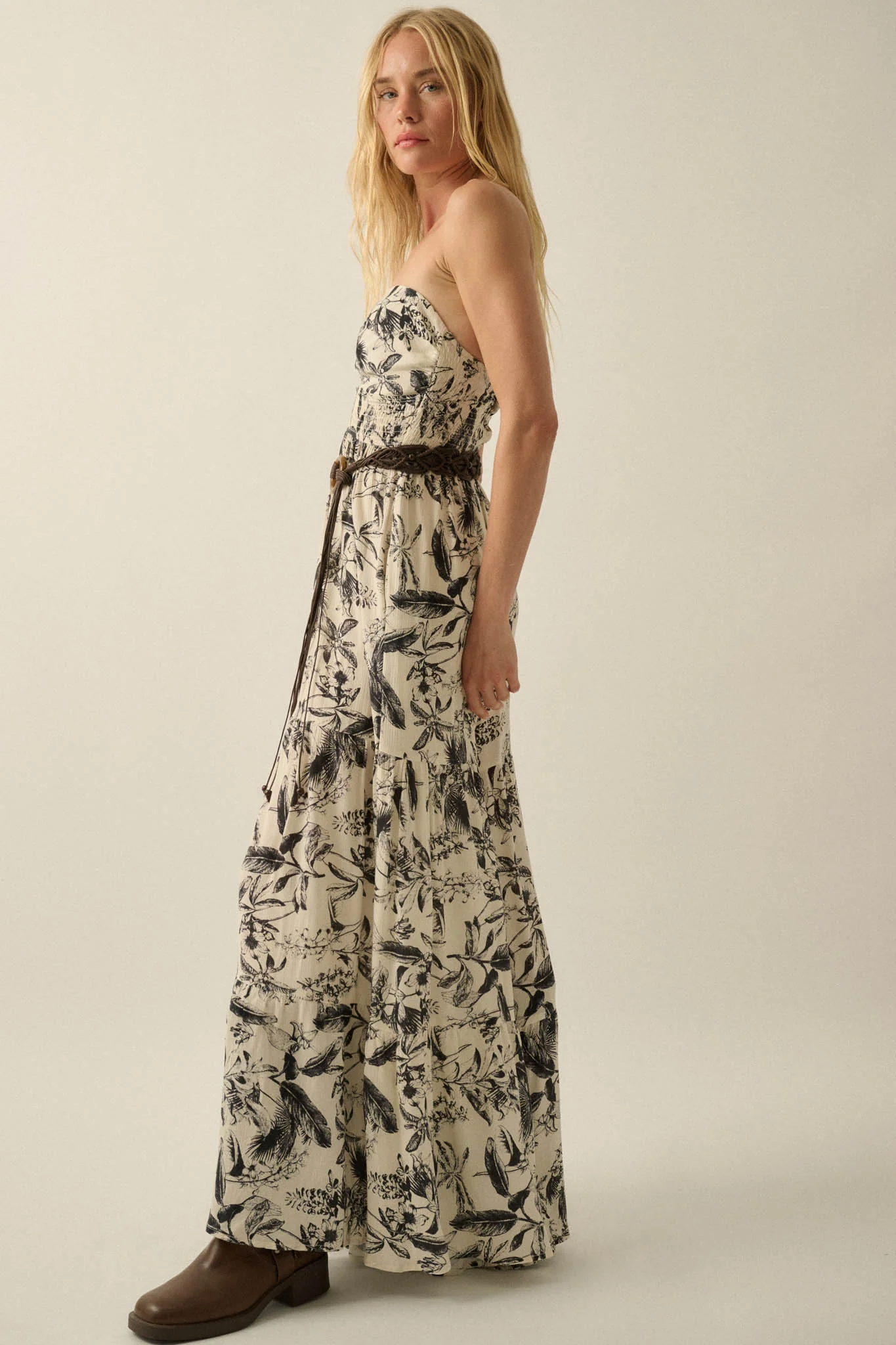 Sultry Season Tropical Strapless Wide-Leg Jumpsuit - Image 5