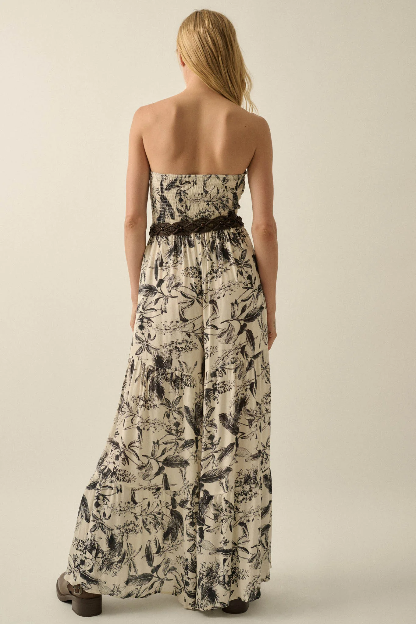Sultry Season Tropical Strapless Wide-Leg Jumpsuit - Image 6