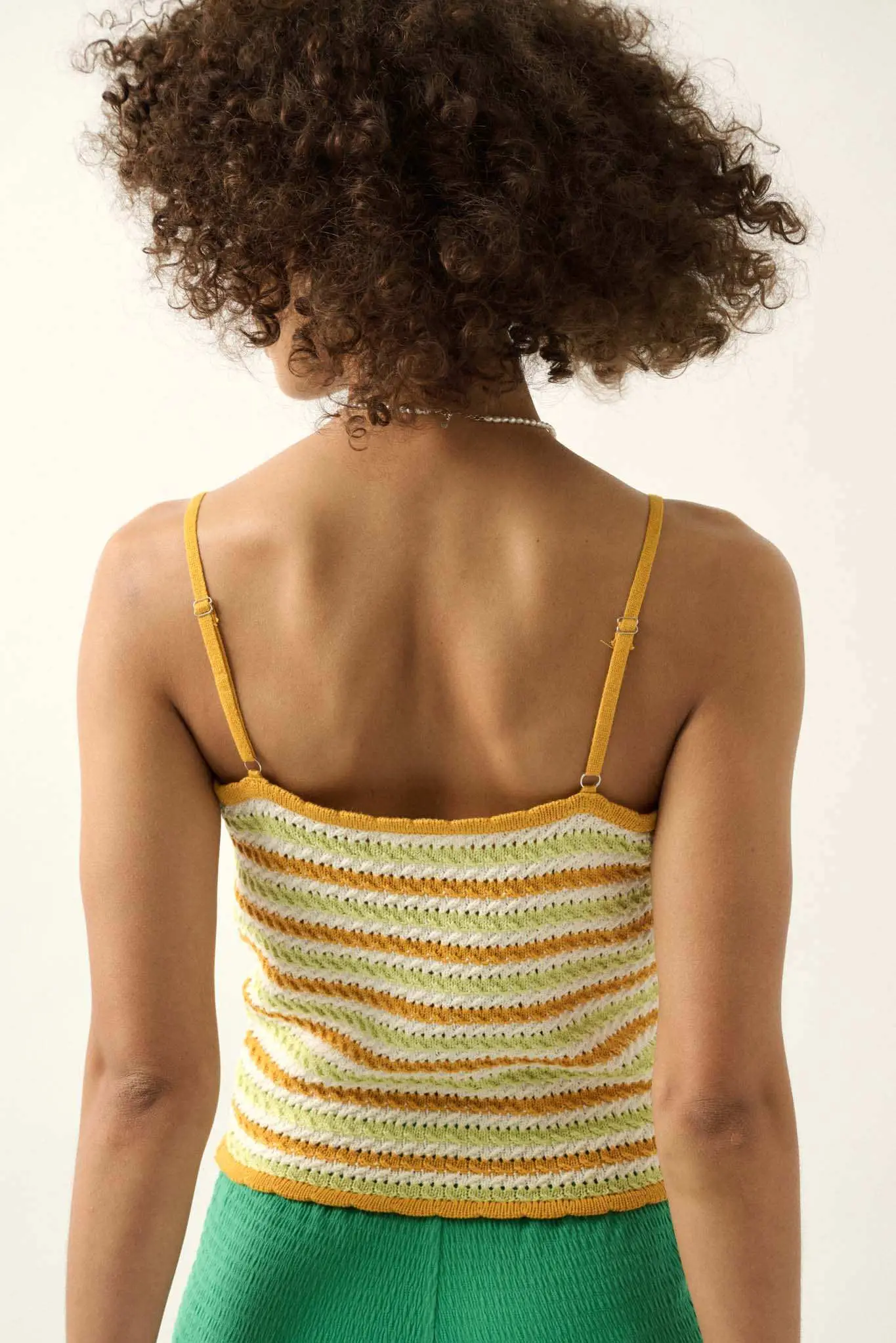 Summer Heat Striped Pointelle Knit Cami Top - Image 8