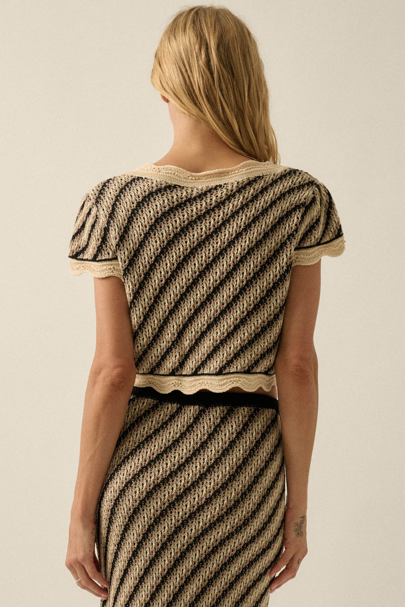 Summer Love Striped Crochet-Knit Tie-Front Top - Image 15