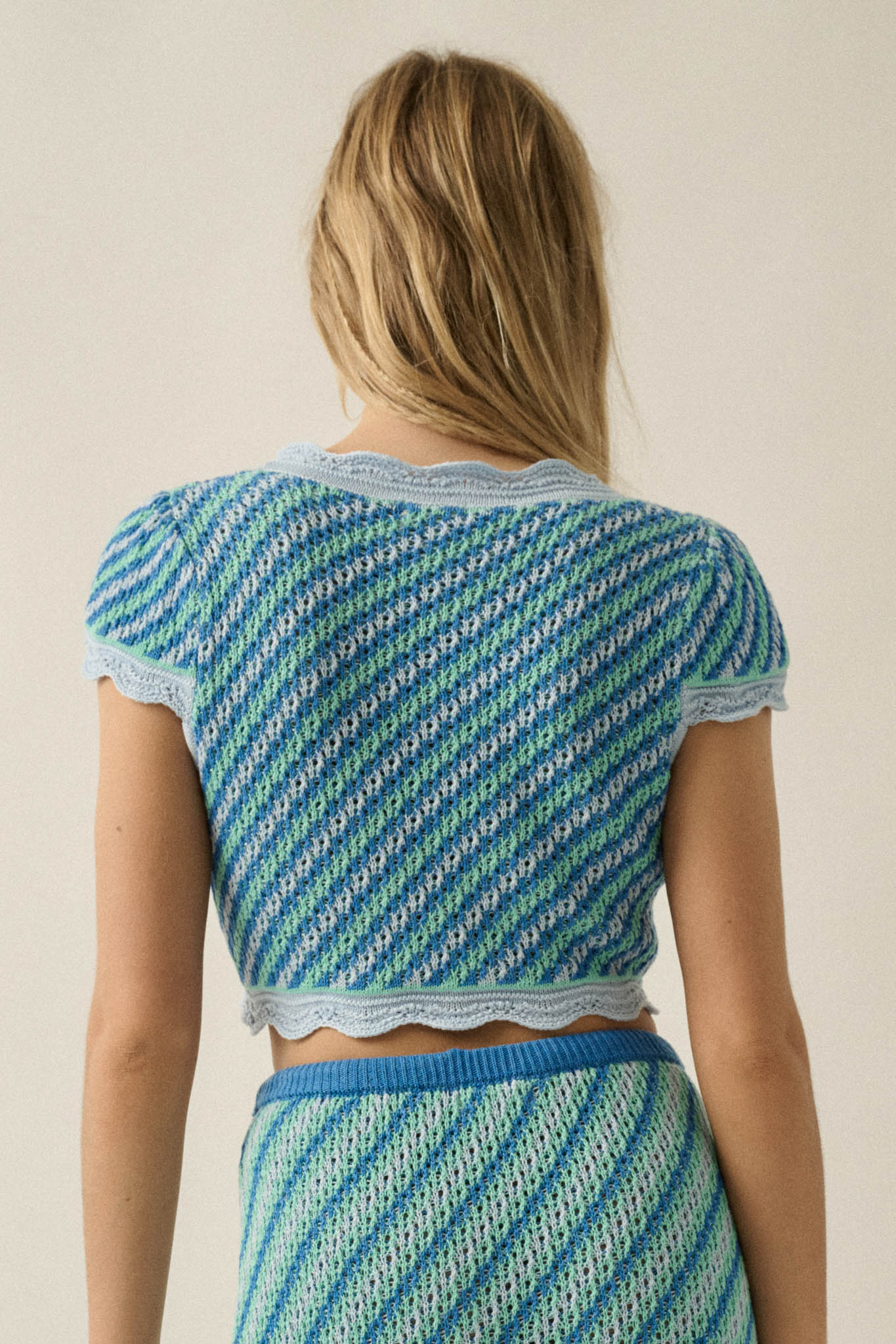 Summer Love Striped Crochet-Knit Tie-Front Top - Image 9