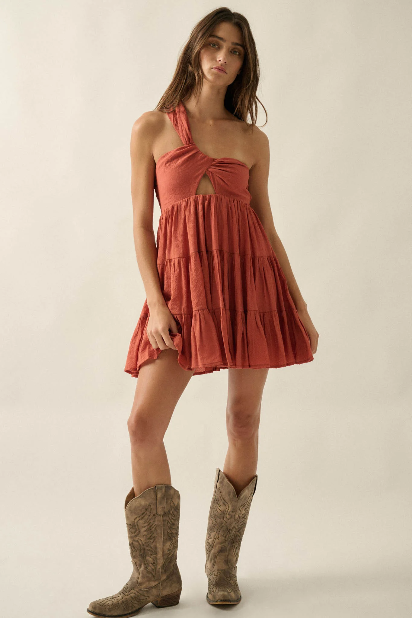 Summer Romance One-Shoulder Tiered Ruffle Mini Dress - Image 7