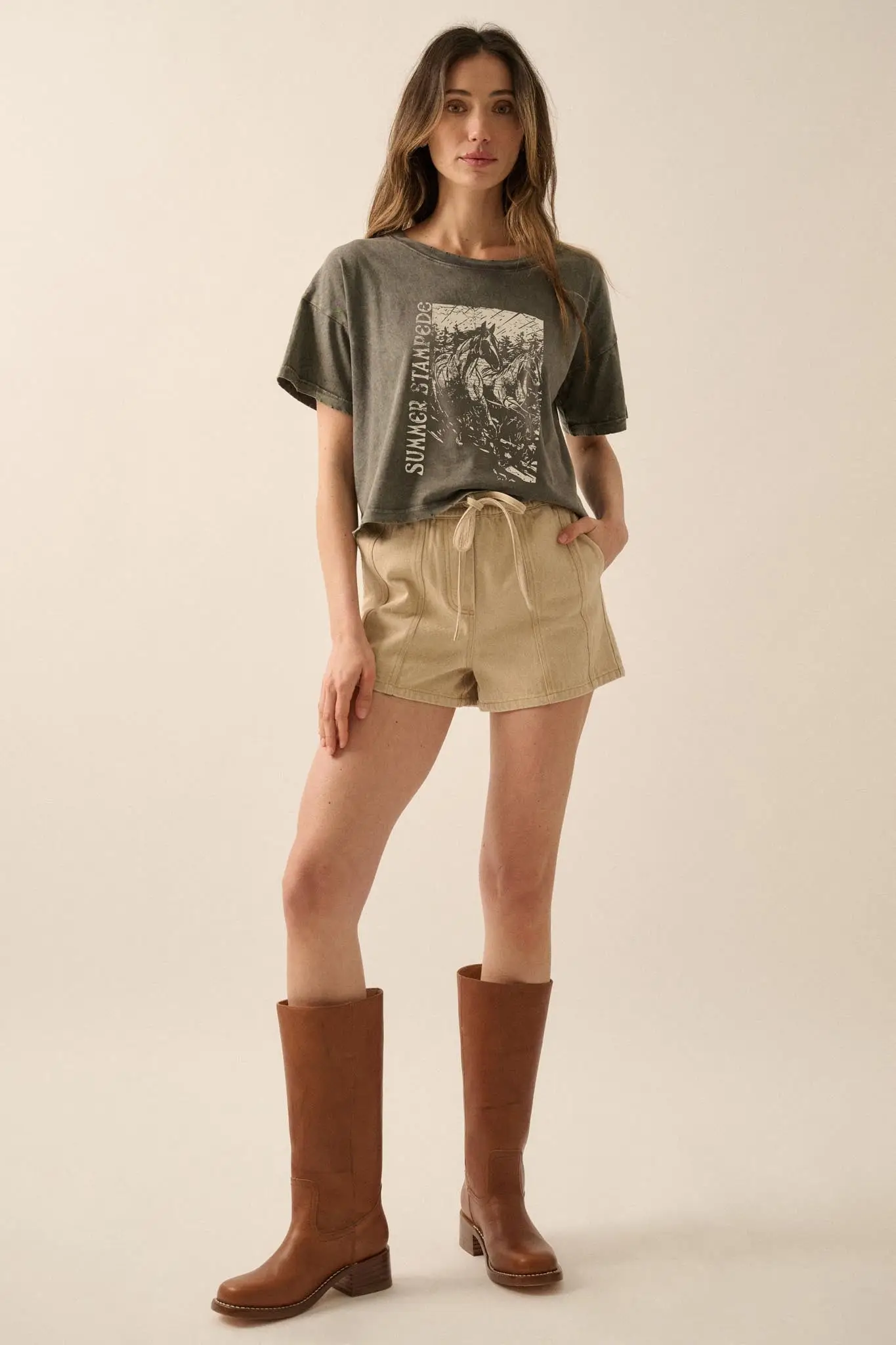 Summer Stampede Cropped Horses Graphic Tee - Image 3
