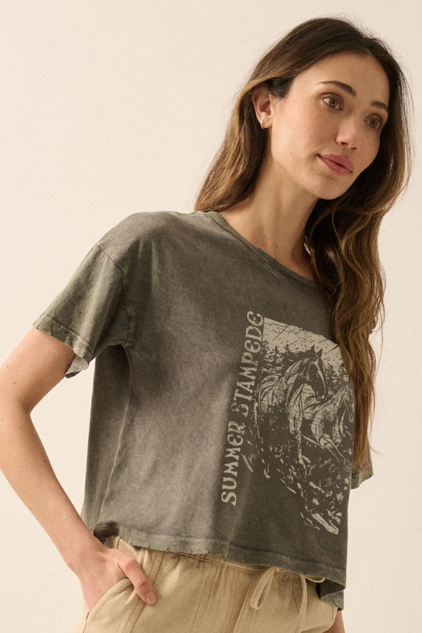 Summer Stampede Cropped Horses Graphic Tee - Image 5