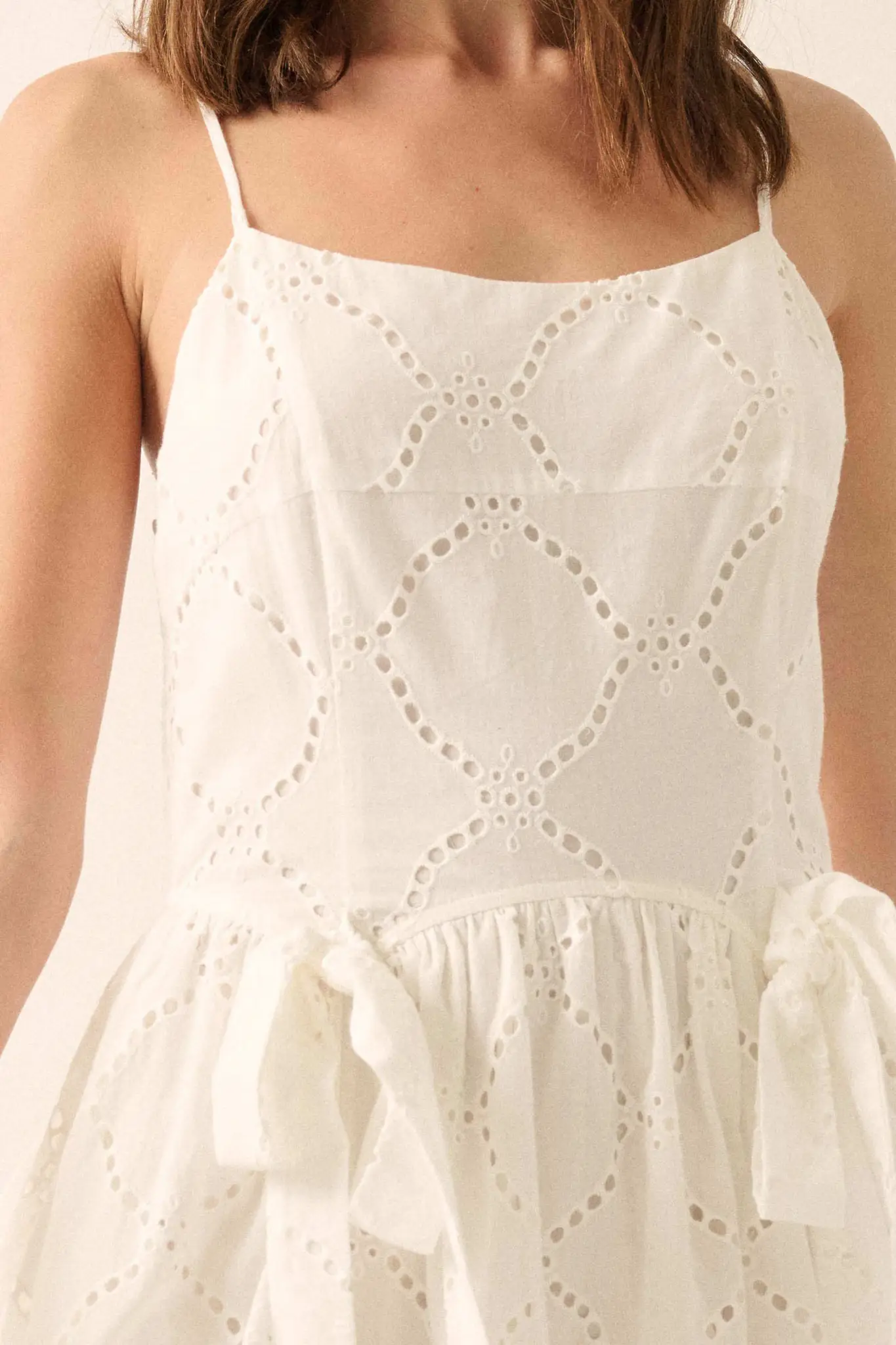 Sunday Girl Eyelet Lace Bow-Detail Midi Dress - Image 6