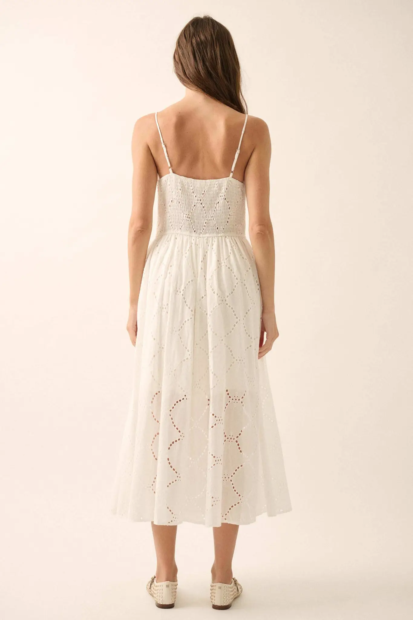 Sunday Girl Eyelet Lace Bow-Detail Midi Dress - Image 9
