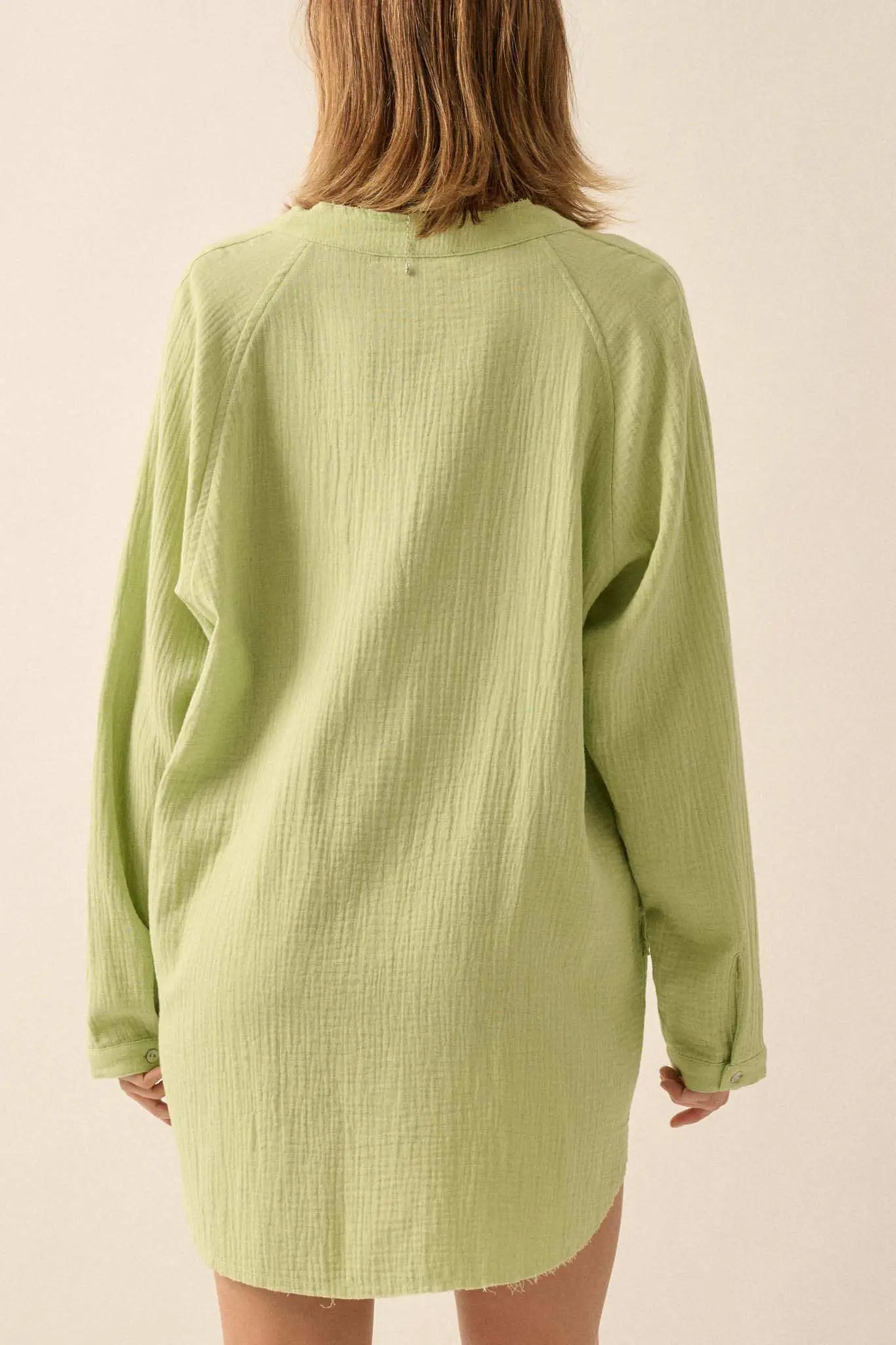 Sunday Vibes Crinkle Cotton Mini Shirt Dress - Image 2