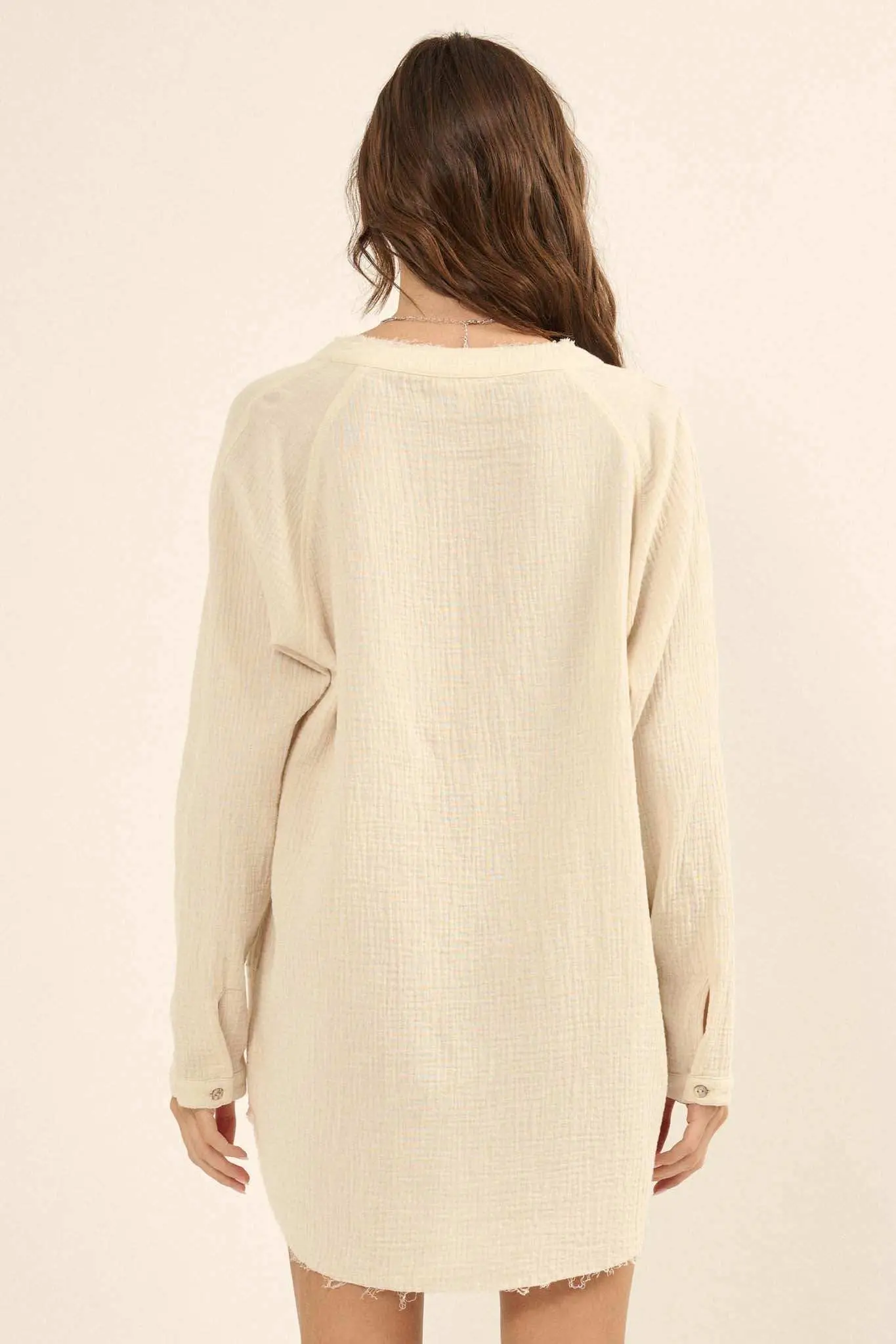 Sunday Vibes Crinkle Cotton Mini Shirt Dress - Image 20