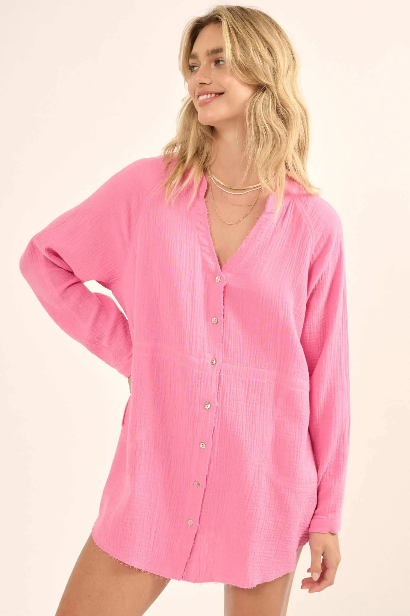 Sunday Vibes Crinkle Cotton Mini Shirt Dress - Image 21