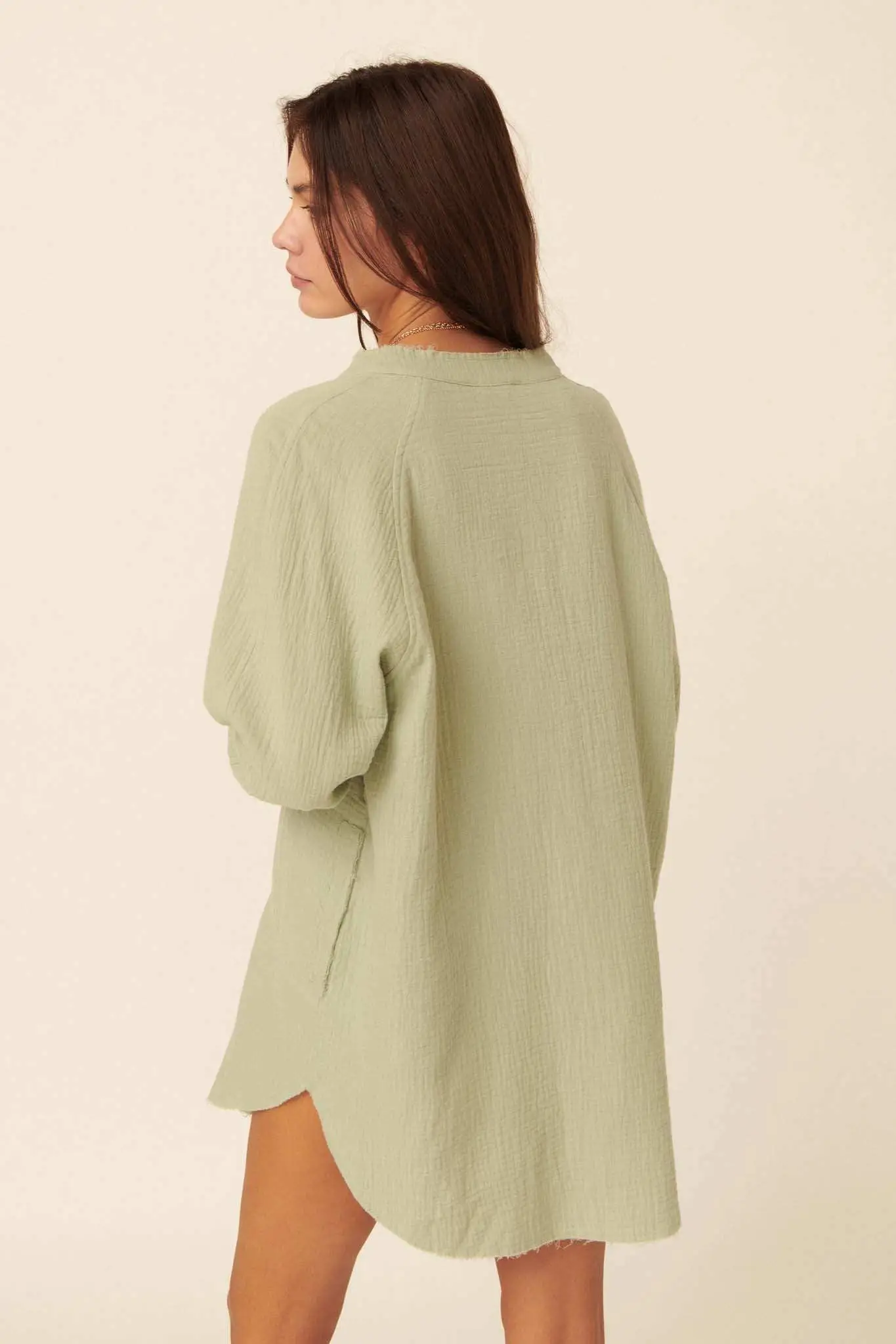 Sunday Vibes Crinkle Cotton Mini Shirt Dress - Image 29