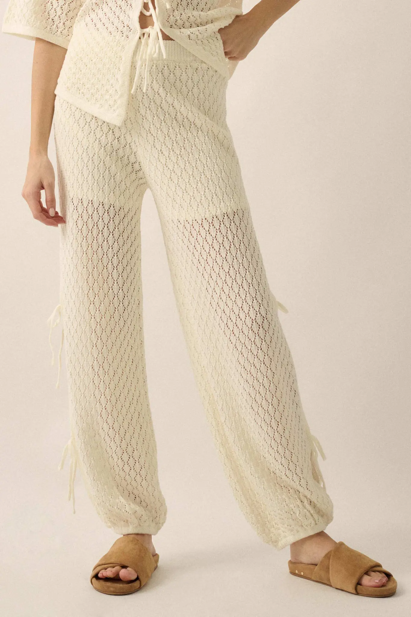 Sunlit Coast Crochet Knit Side-Tie Pants - Image 5