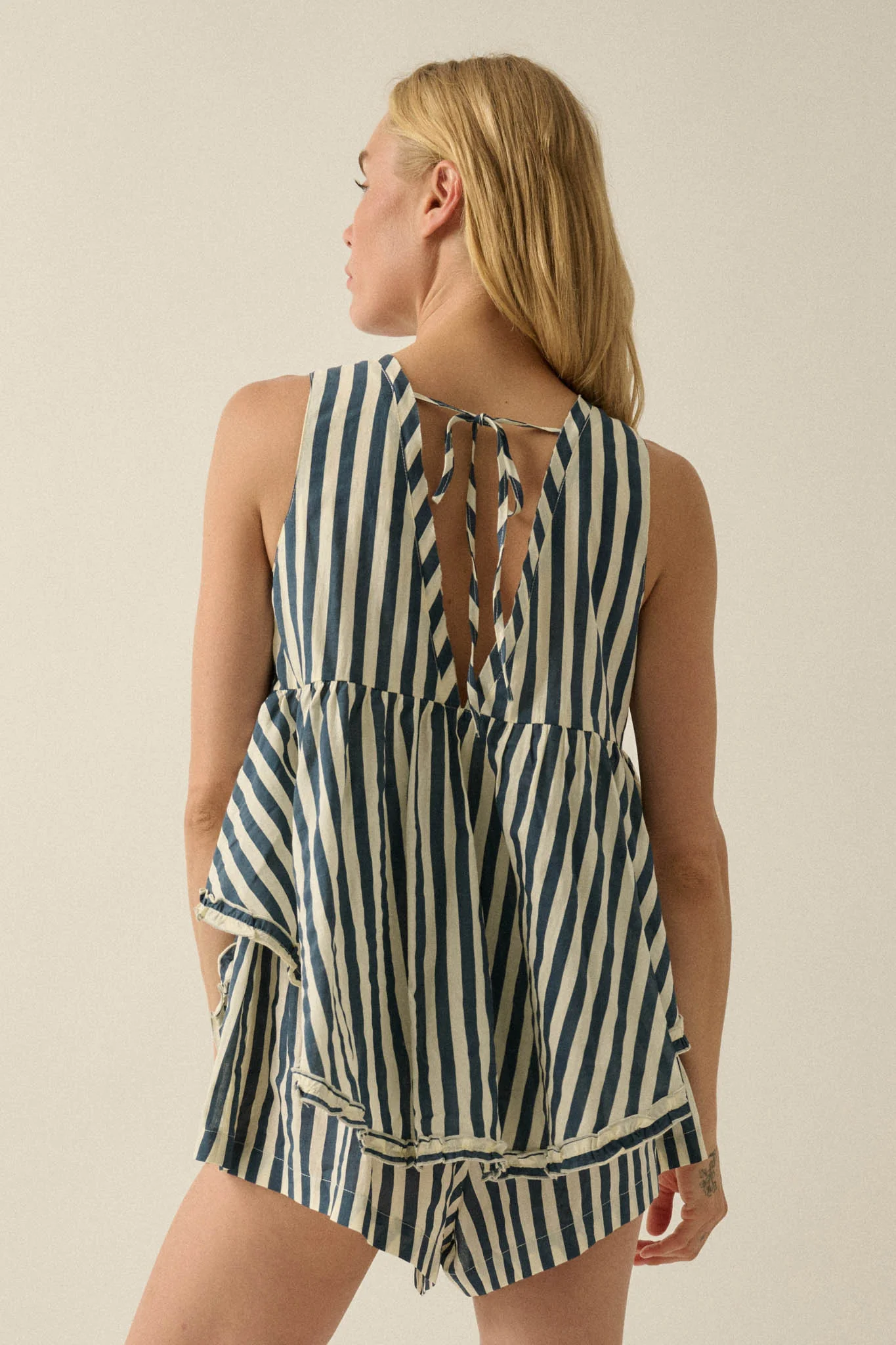 Sunny Saturday Striped Ruffled Babydoll Romper - Image 12