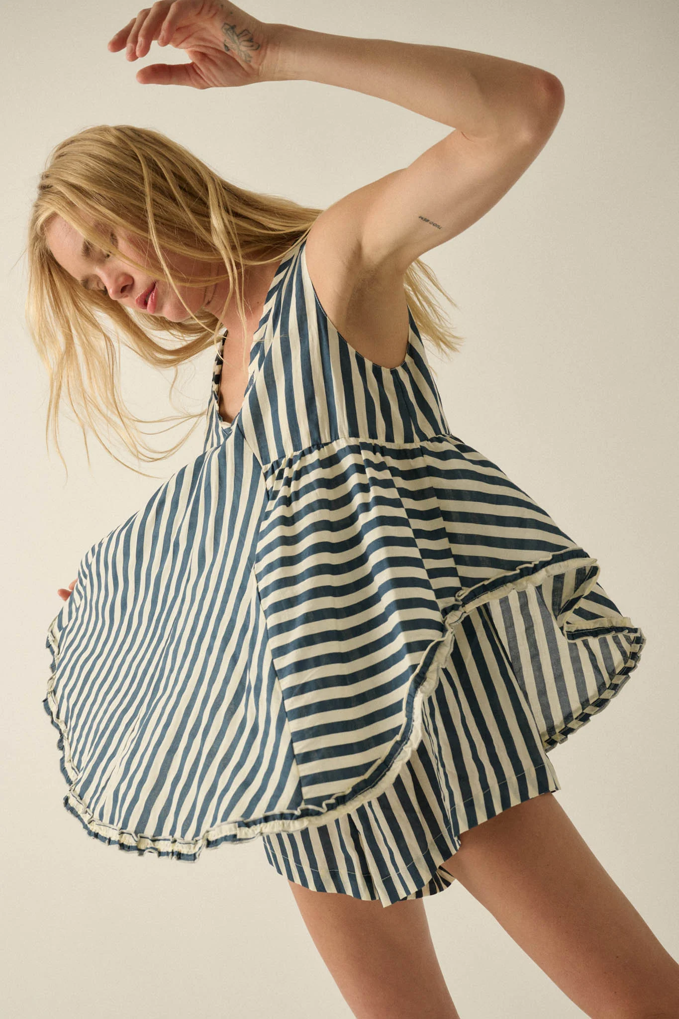 Sunny Saturday Striped Ruffled Babydoll Romper - Image 7