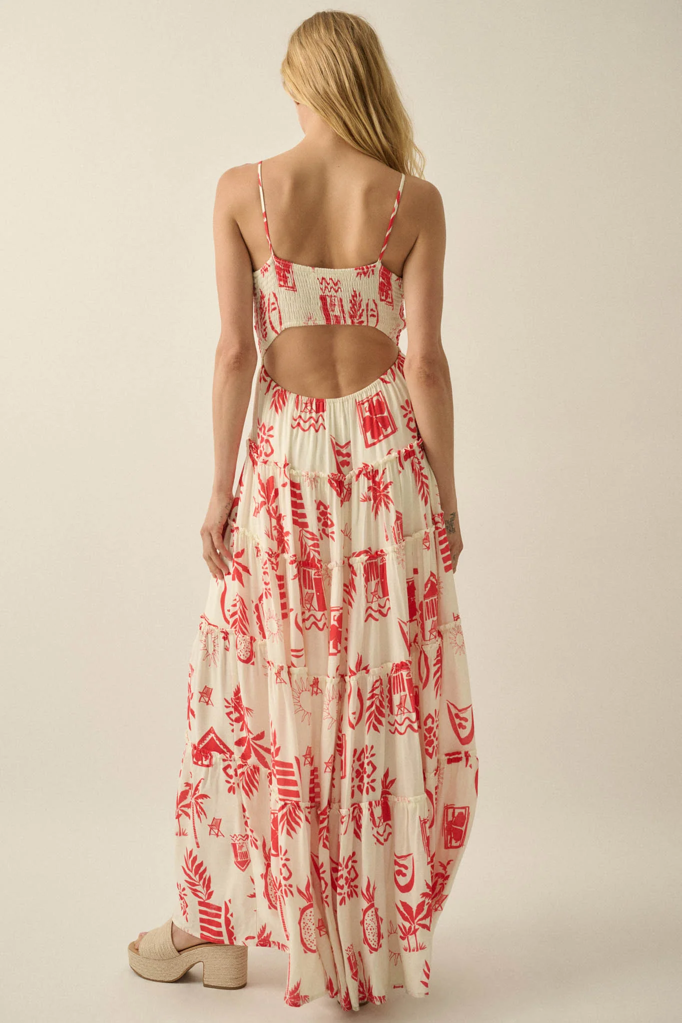 Sunny Shores Tiered Ruffle Tie-Front Maxi Dress - Image 2