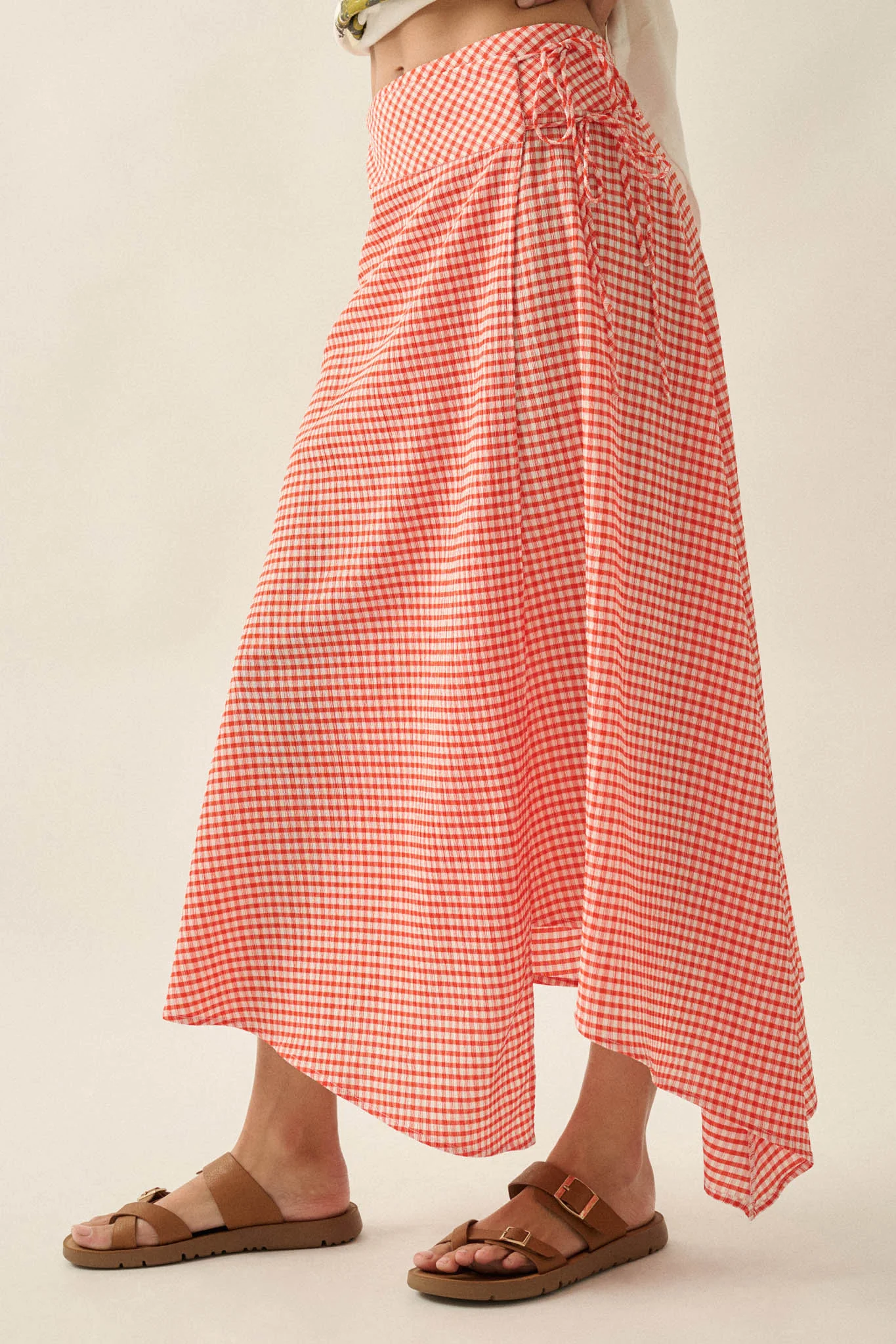 Sweet As Can Be Gingham Side-Tie Wrap Maxi Skirt - Image 5