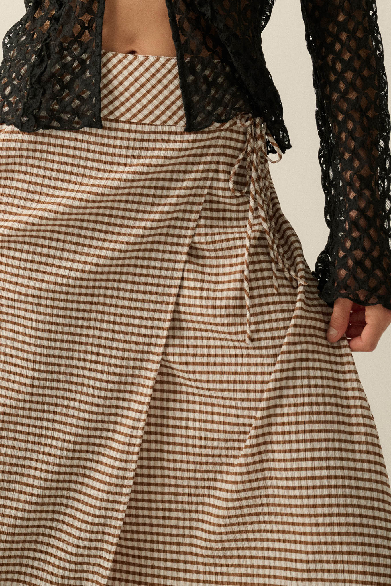 Sweet As Can Be Gingham Side-Tie Wrap Maxi Skirt - Image 8