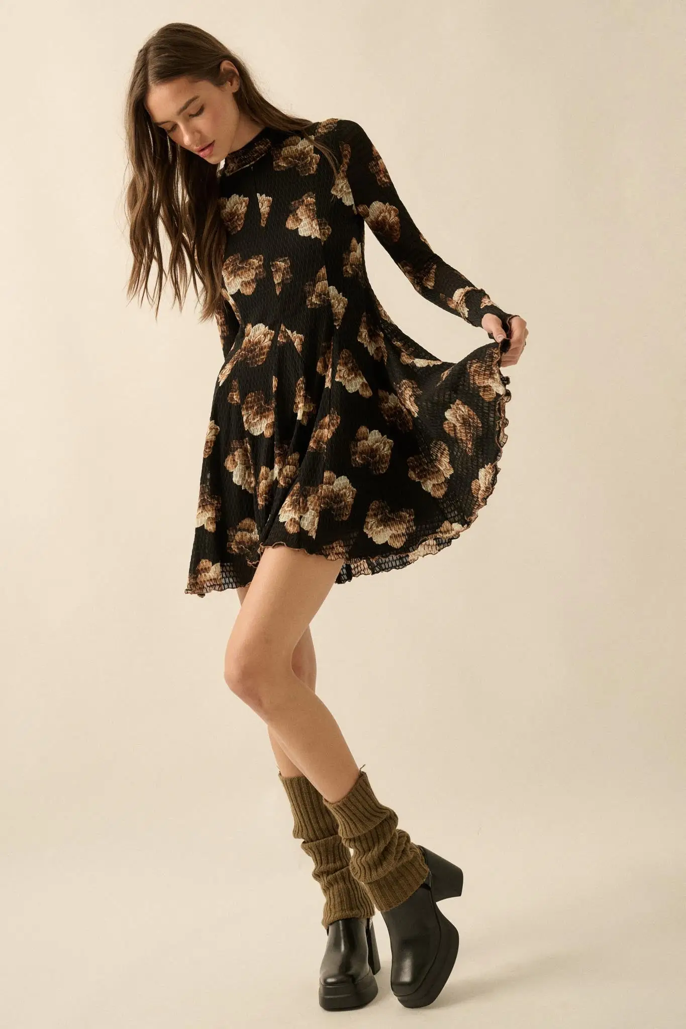 Sweet Bouquet Floral Honeycomb Mesh Mini Dress - Image 4
