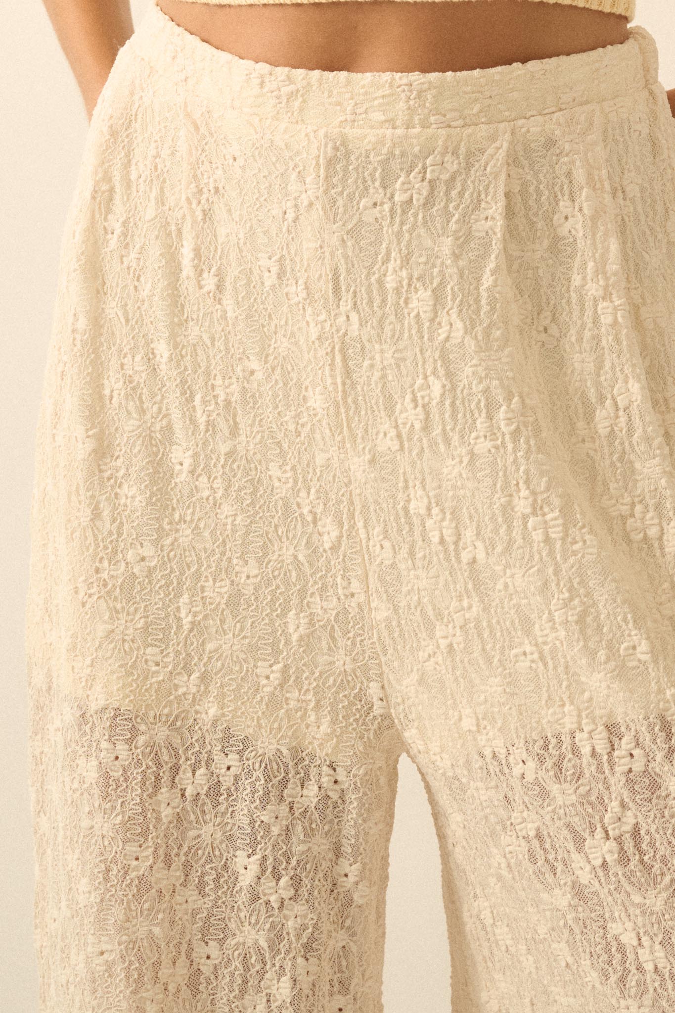 Sweet Breeze Floral Lace Wide-Leg Pants - Image 5