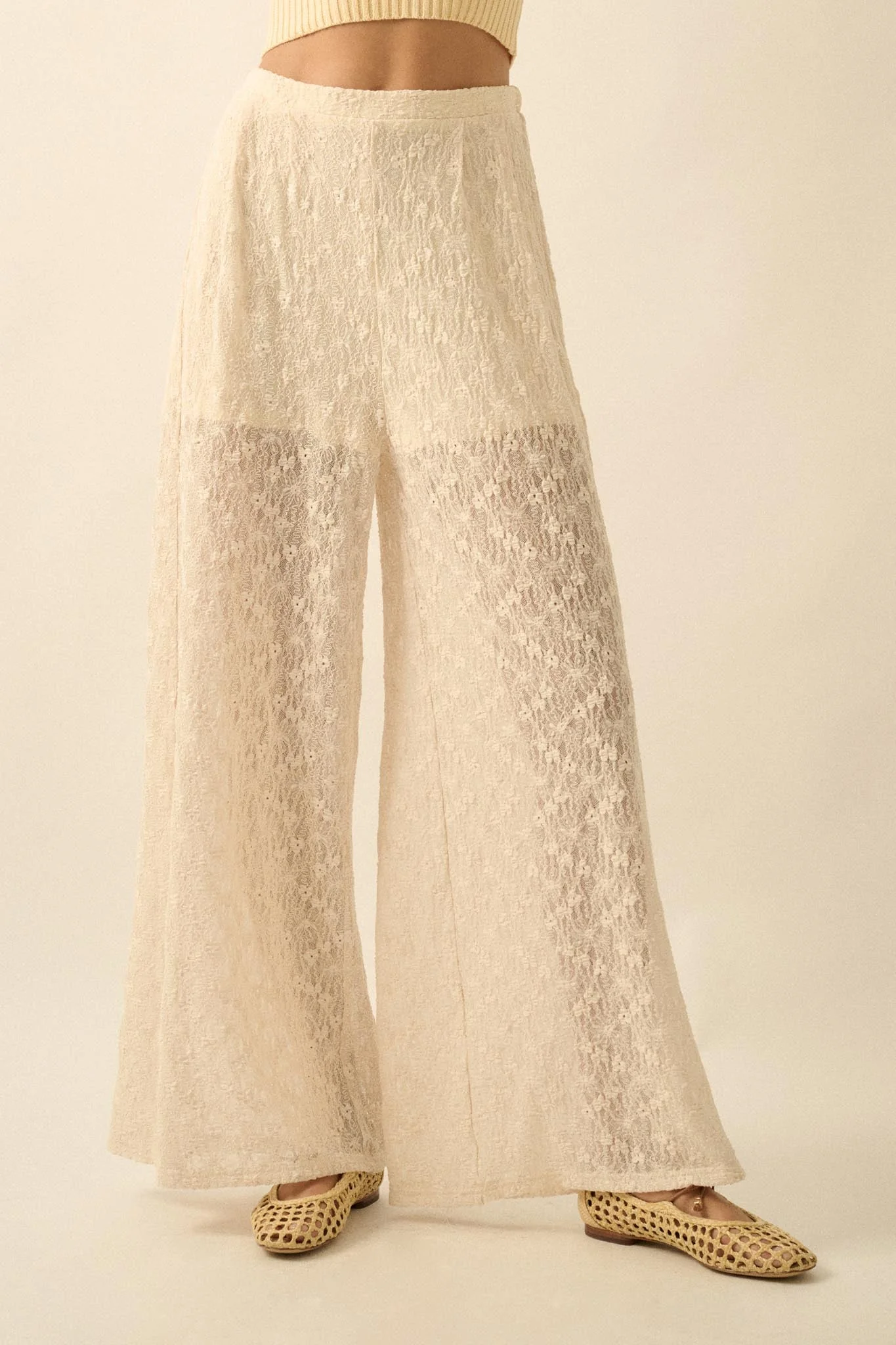 Sweet Breeze Floral Lace Wide-Leg Pants - Image 6
