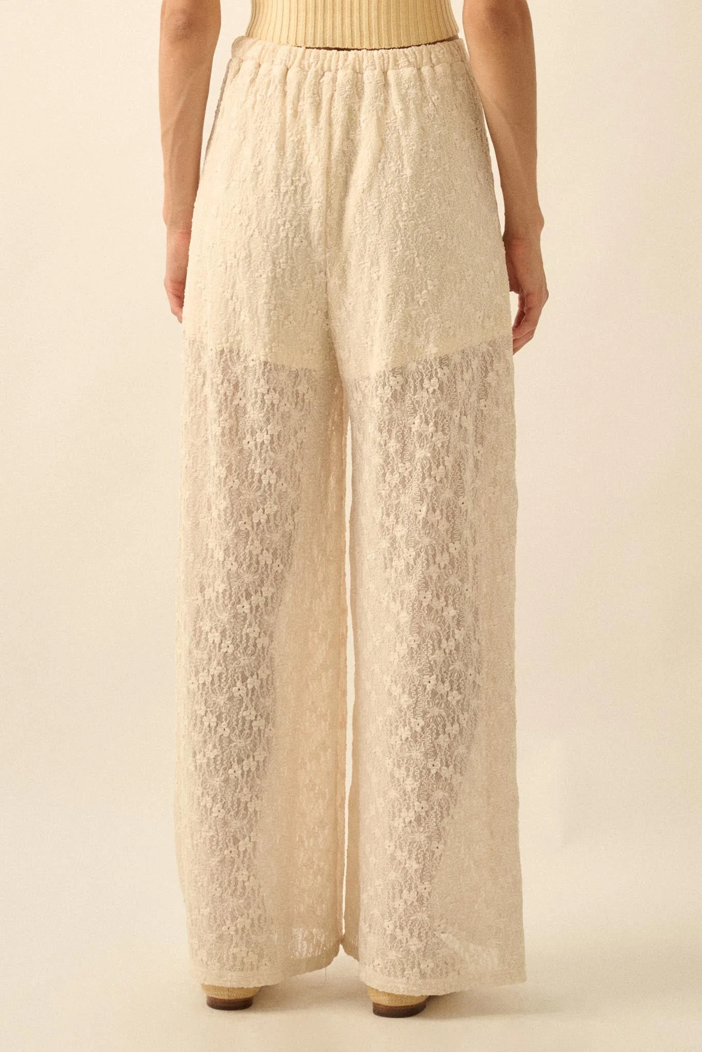 Sweet Breeze Floral Lace Wide-Leg Pants - Image 9