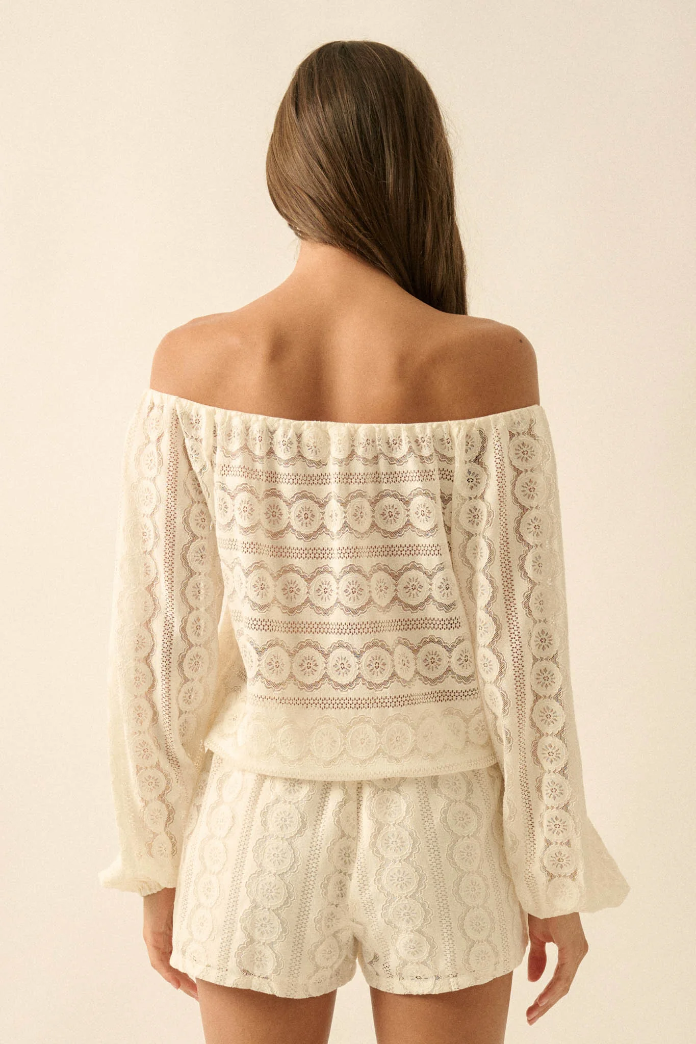 Sweet Daydream Lace Off-Shoulder Long-Sleeve Romper - Image 6