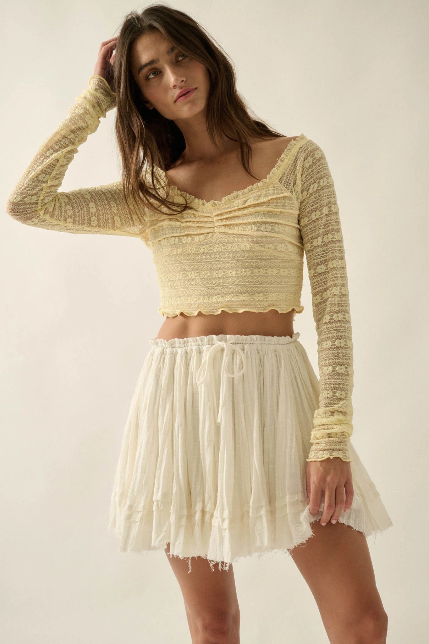 Sweet Freedom Cotton Gauze Drawstring Mini Skirt - Image 13
