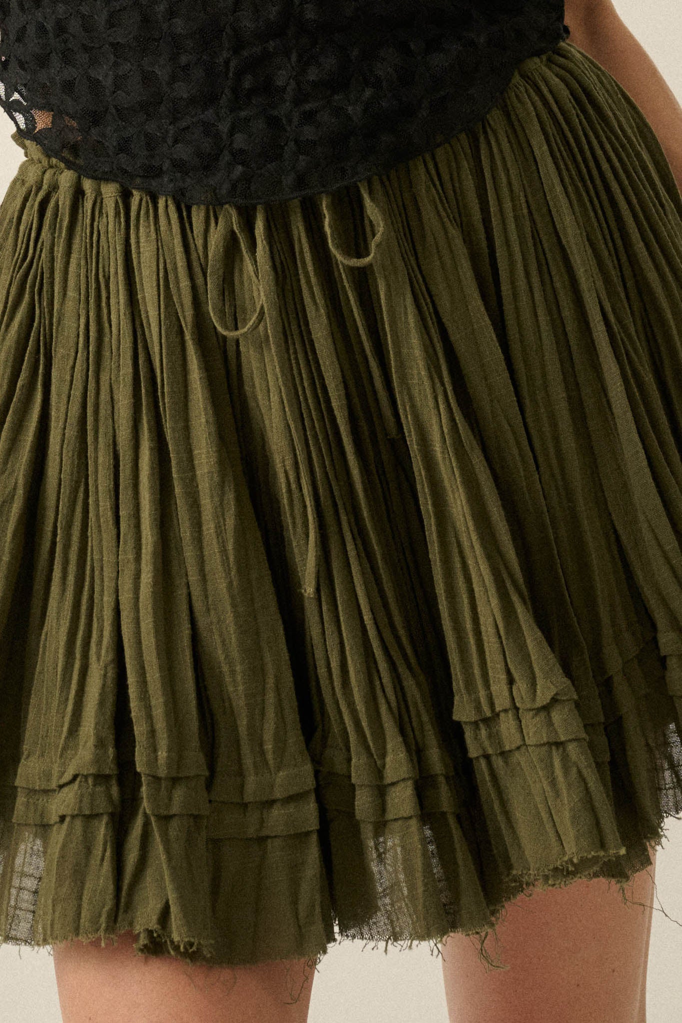 Sweet Freedom Cotton Gauze Drawstring Mini Skirt - Image 17