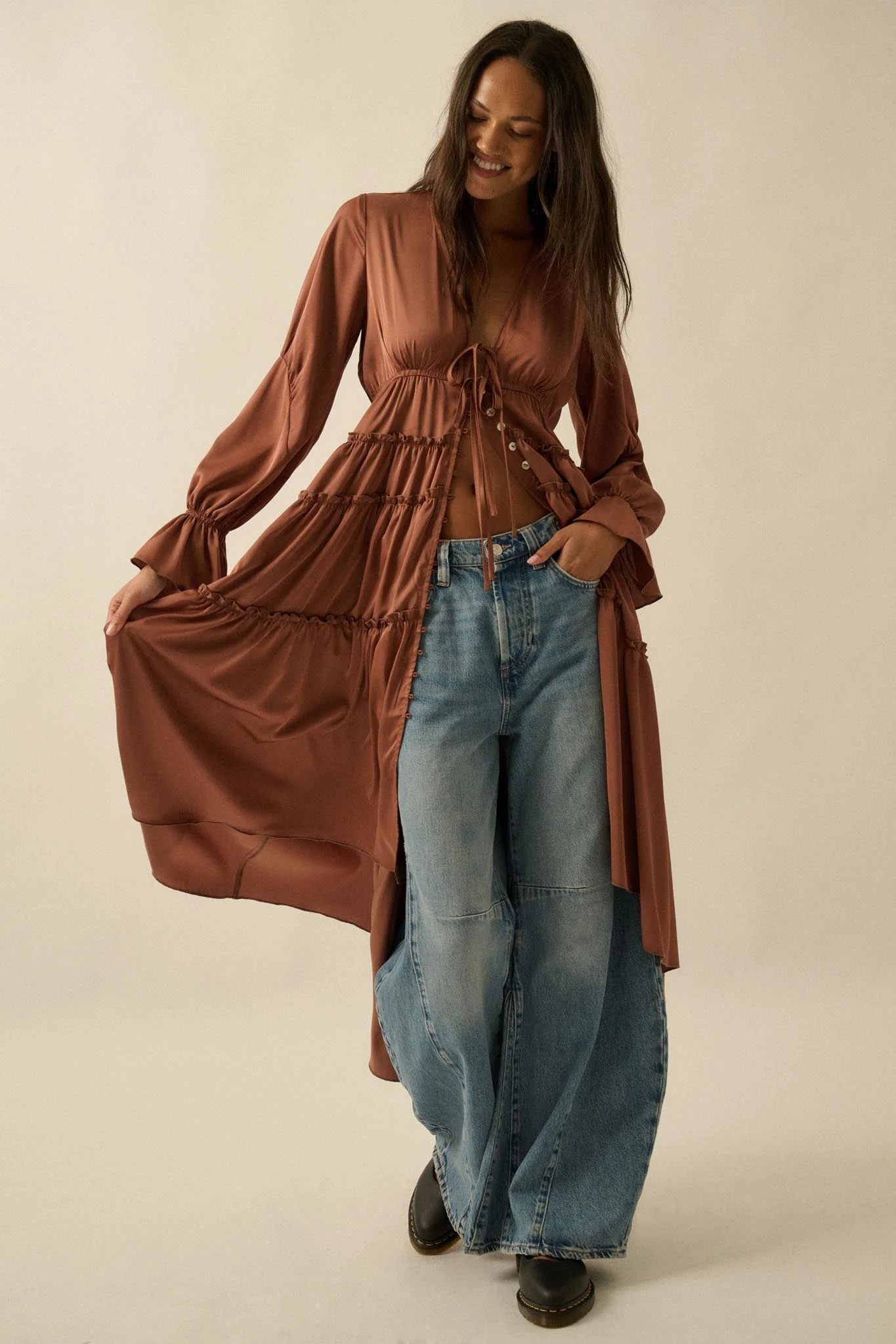 Sweet Juliet Ruffled High-Low Layering Midi Dress - Image 4