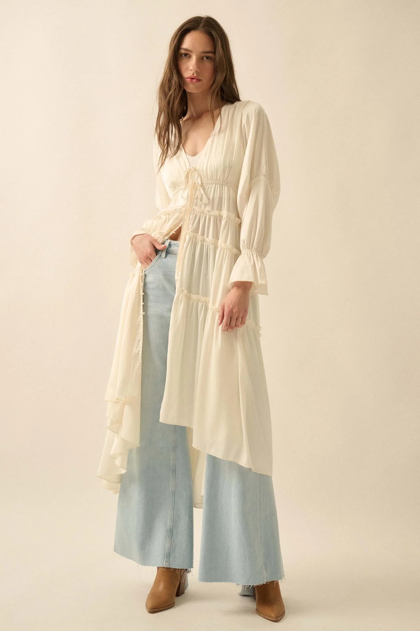 Sweet Juliet Ruffled High-Low Layering Midi Dress - Image 7