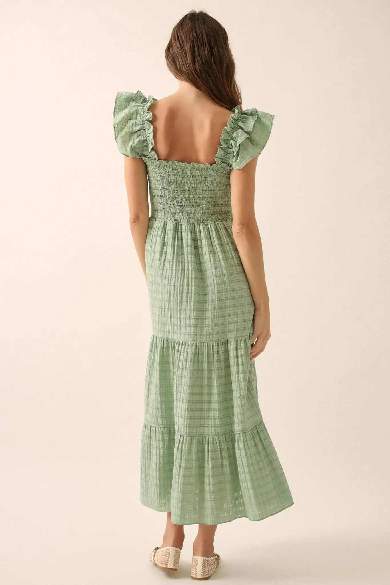 Sweet Sensation Ruffled Paid Tiered Midi Dress - Image 12