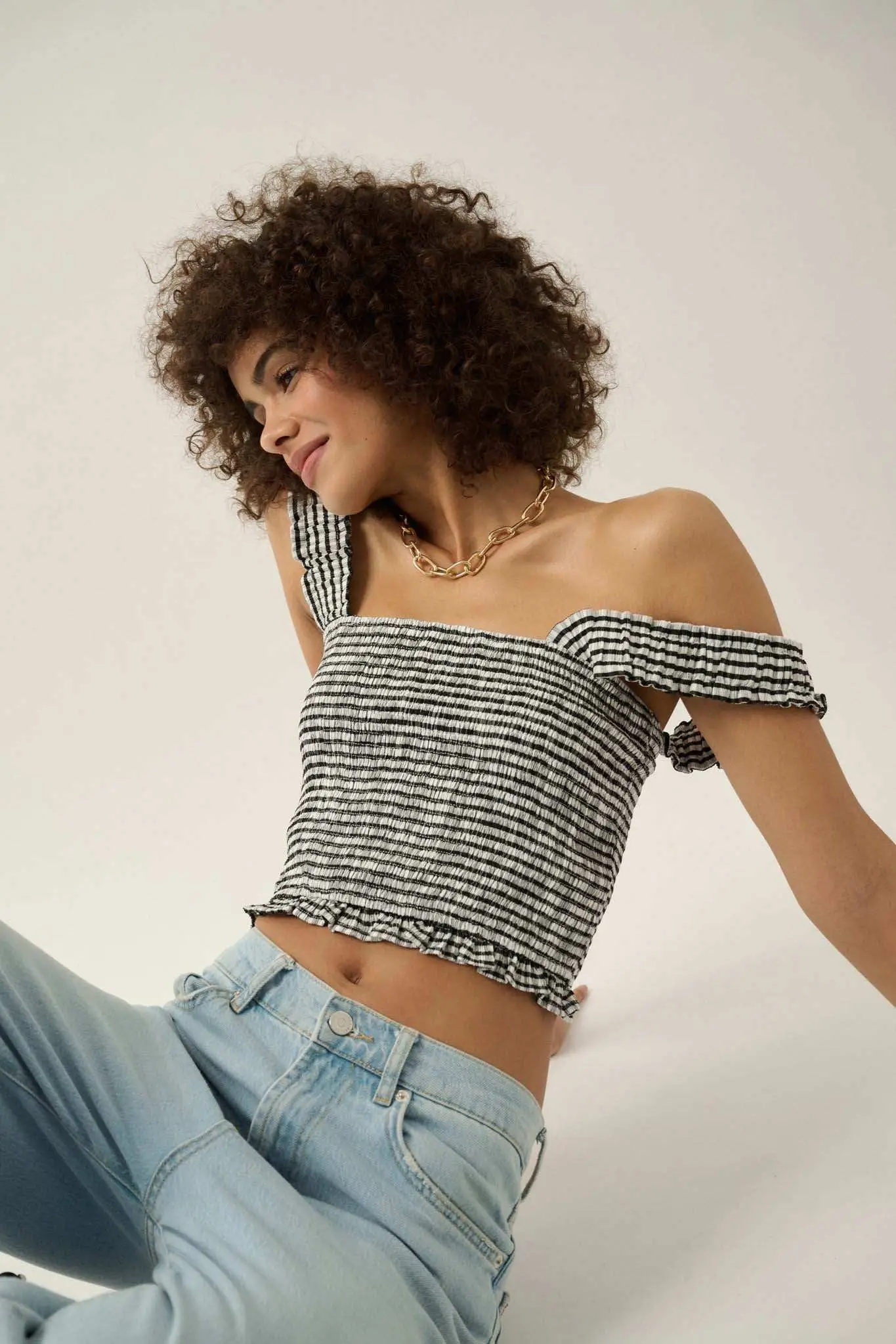 Sweet Shop Smocked Gingham Cropped Tank Top - Image 7