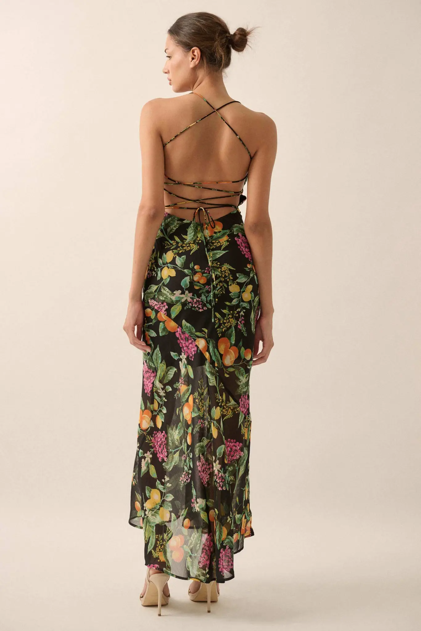 Sweet Succulence Fruit-Print Open-Back Maxi Dress - Image 12
