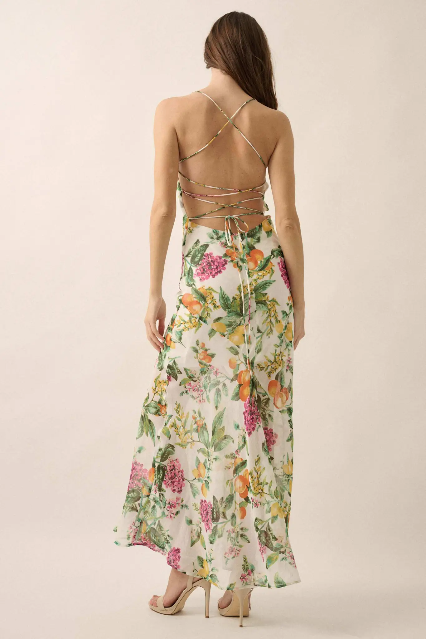 Sweet Succulence Fruit-Print Open-Back Maxi Dress - Image 2