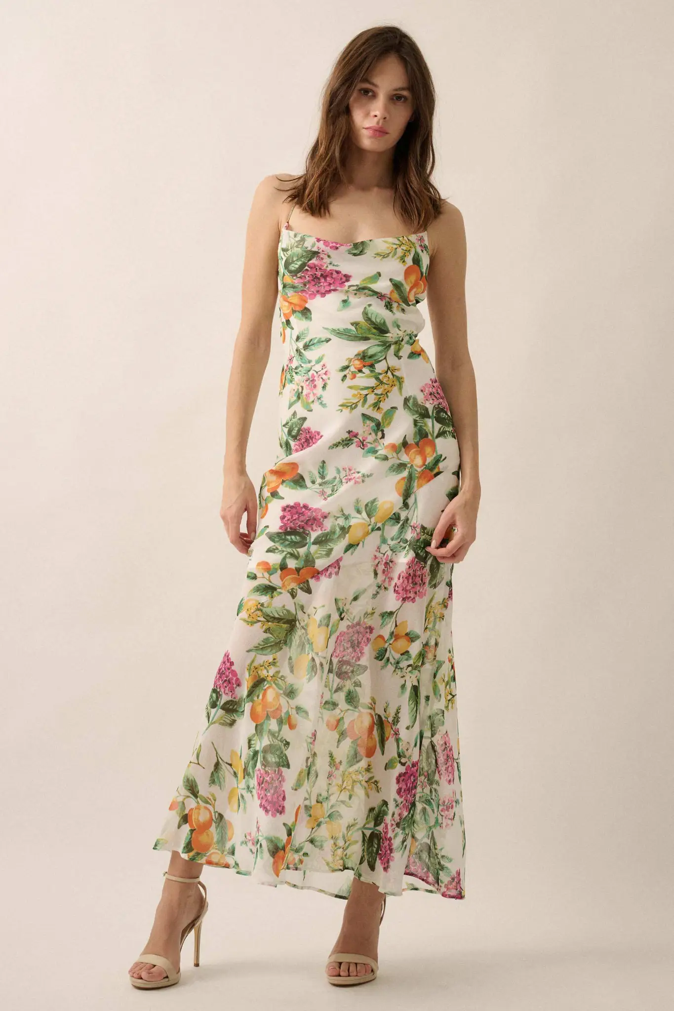 Sweet Succulence Fruit-Print Open-Back Maxi Dress - Image 4