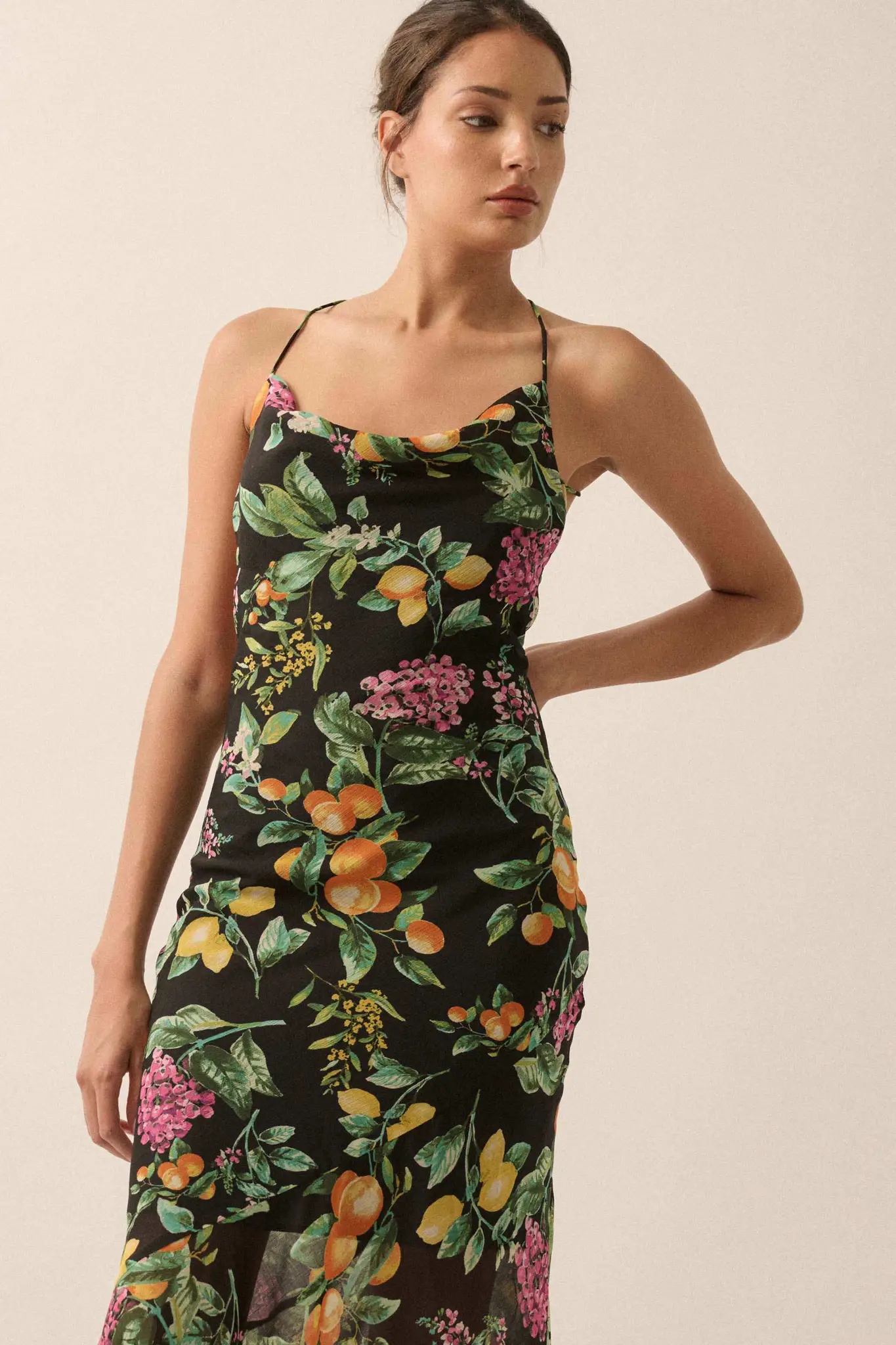 Sweet Succulence Fruit-Print Open-Back Maxi Dress - Image 8