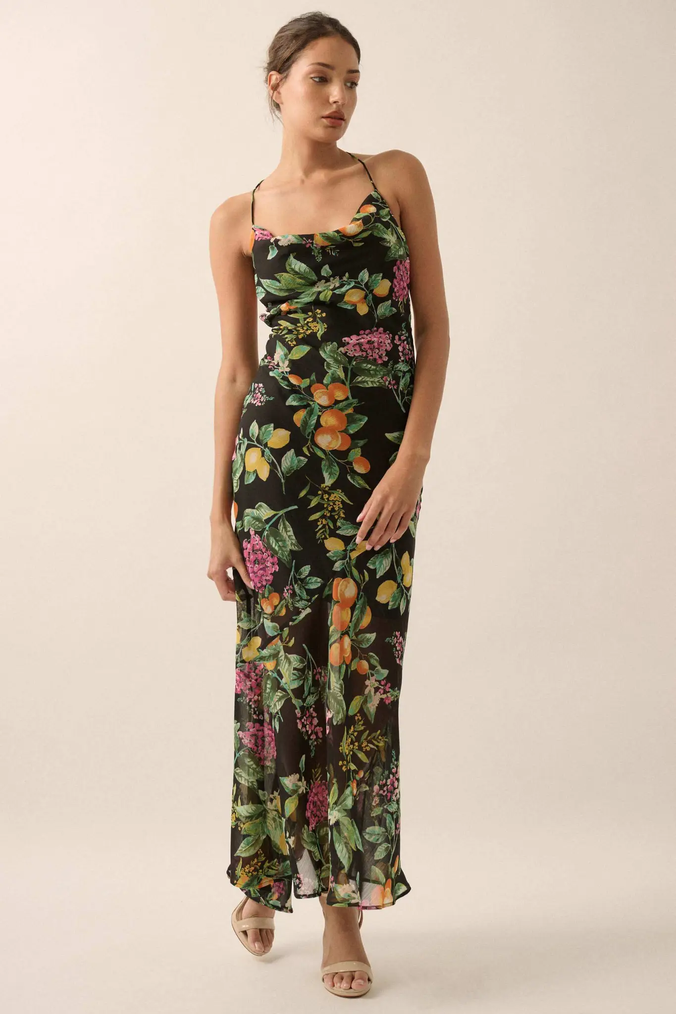 Sweet Succulence Fruit-Print Open-Back Maxi Dress - Image 9