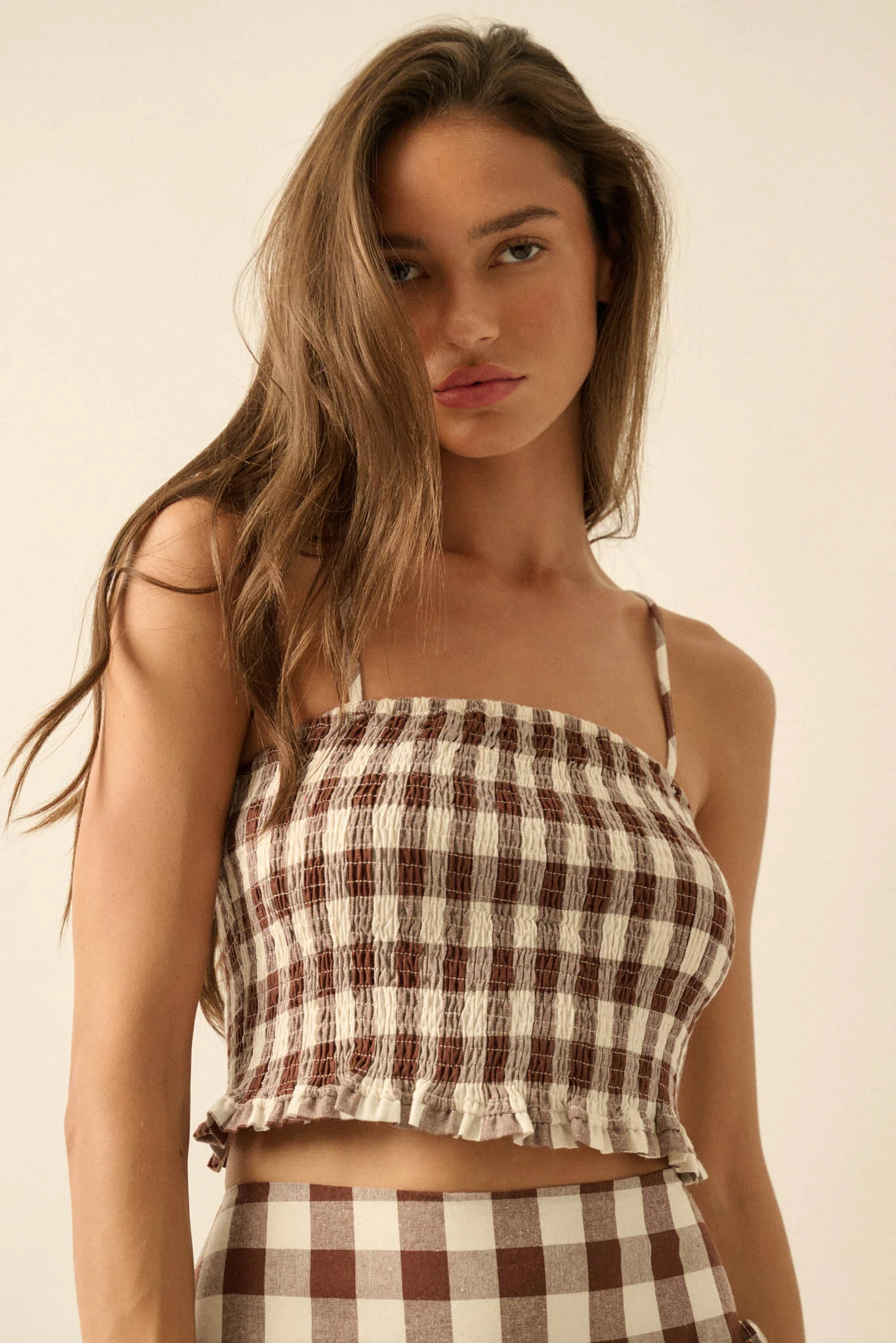 Sweet Surprise Gingham Plaid Smocked Cami Top - Image 7