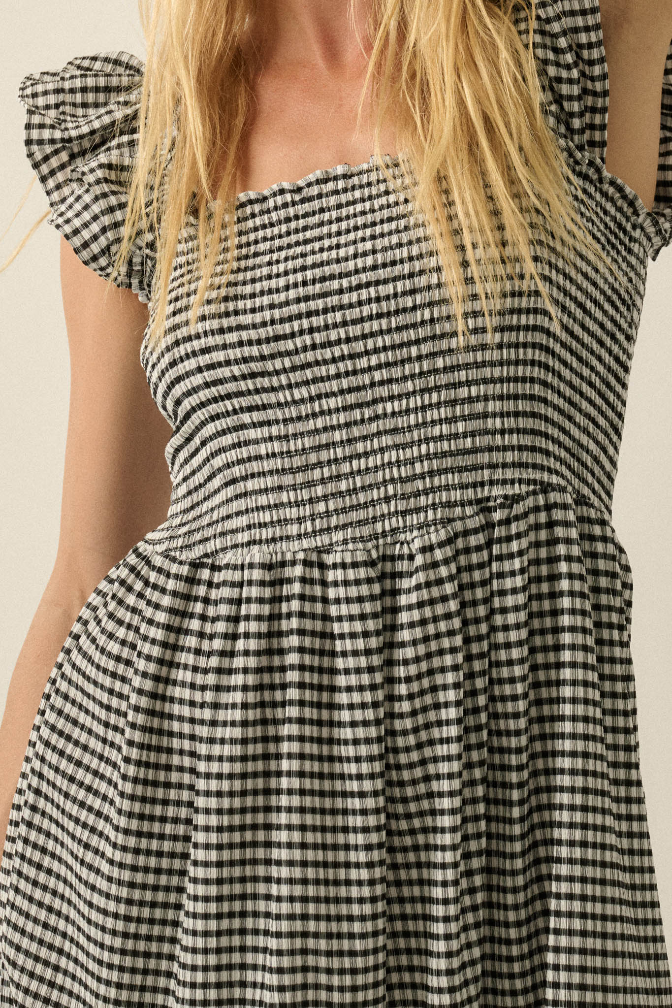 Sweet Treat Smocked Gingham Ruffle Midi Dress - Image 8