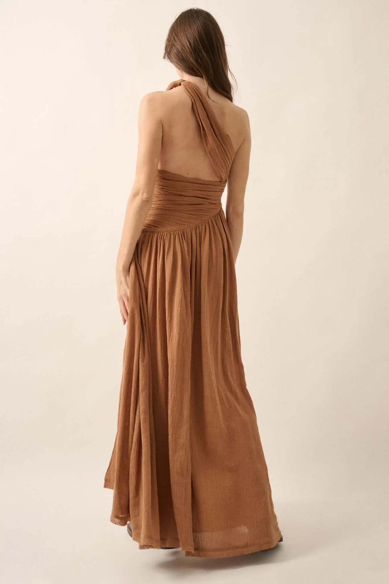 Swept Away Textured Cotton One-Shoulder Maxi Dress - Image 21