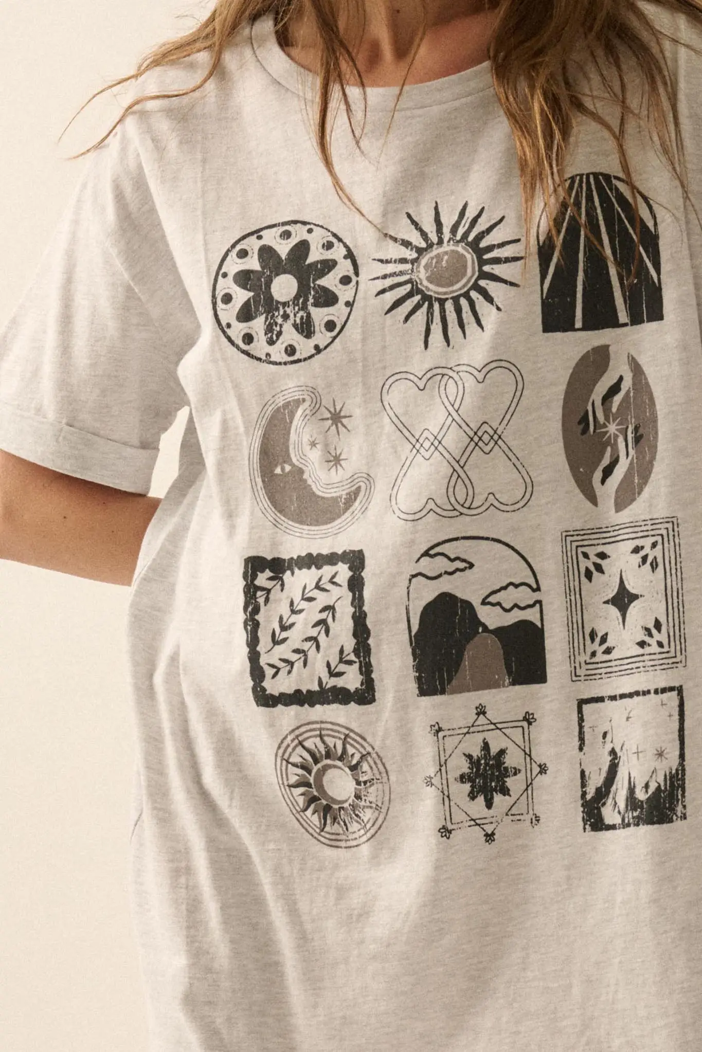 Symbology Vintage-Print Oversize Graphic Tee - Image 2
